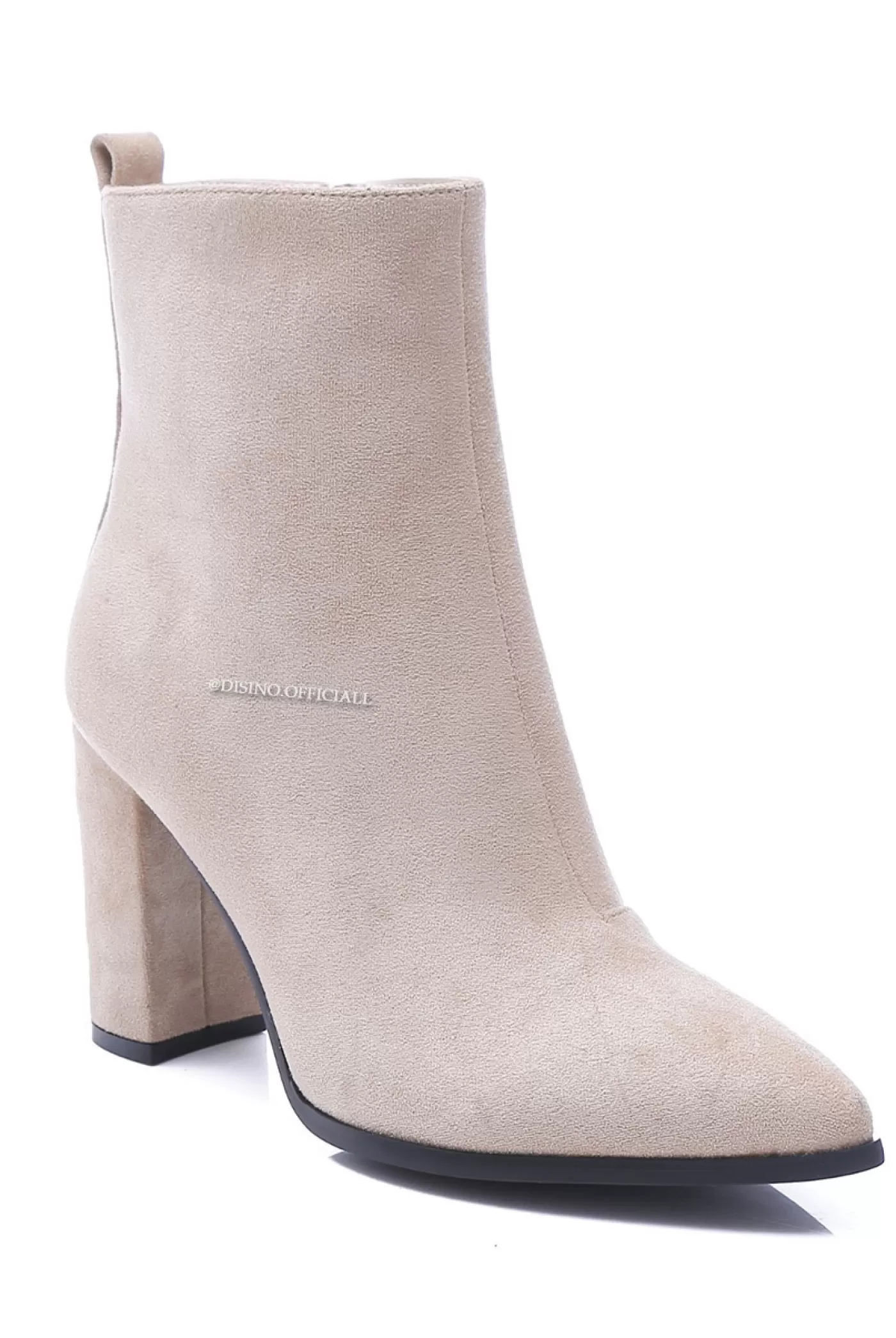 DISINO Beige - 'Chloe Boots' - Suedine Block Heels | Vrouw Boots