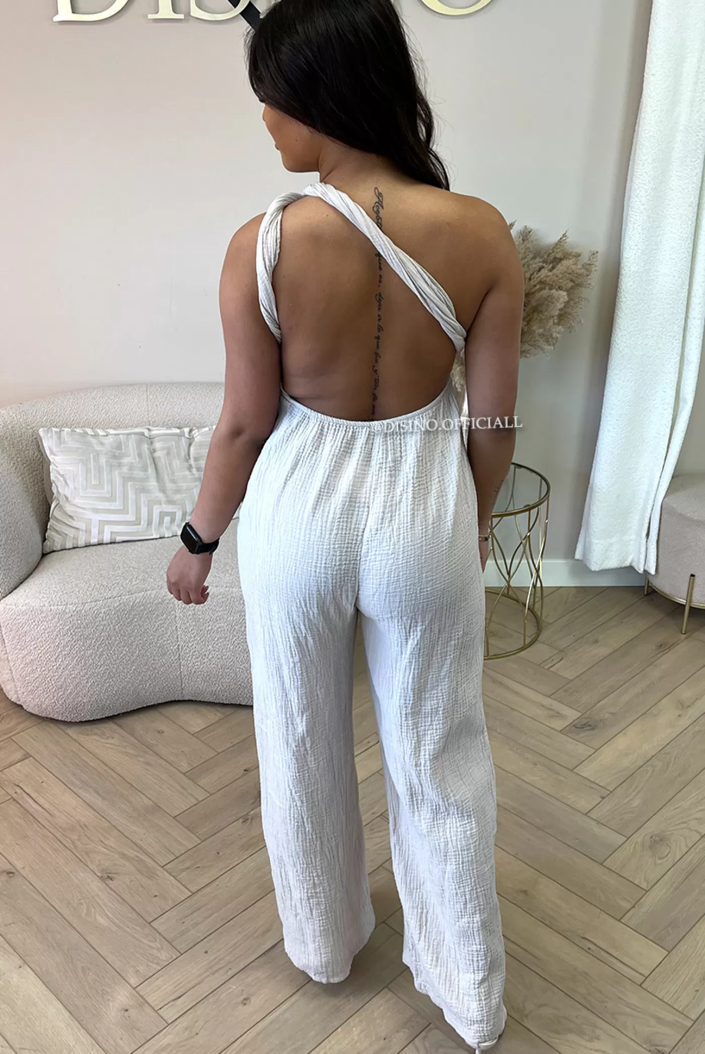 DISINO Beige - 'Daisy Jumpsuit' - Multi Way Mousseline Cotton Jumpsuit | Vrouw Jumpsuits & Playsuits