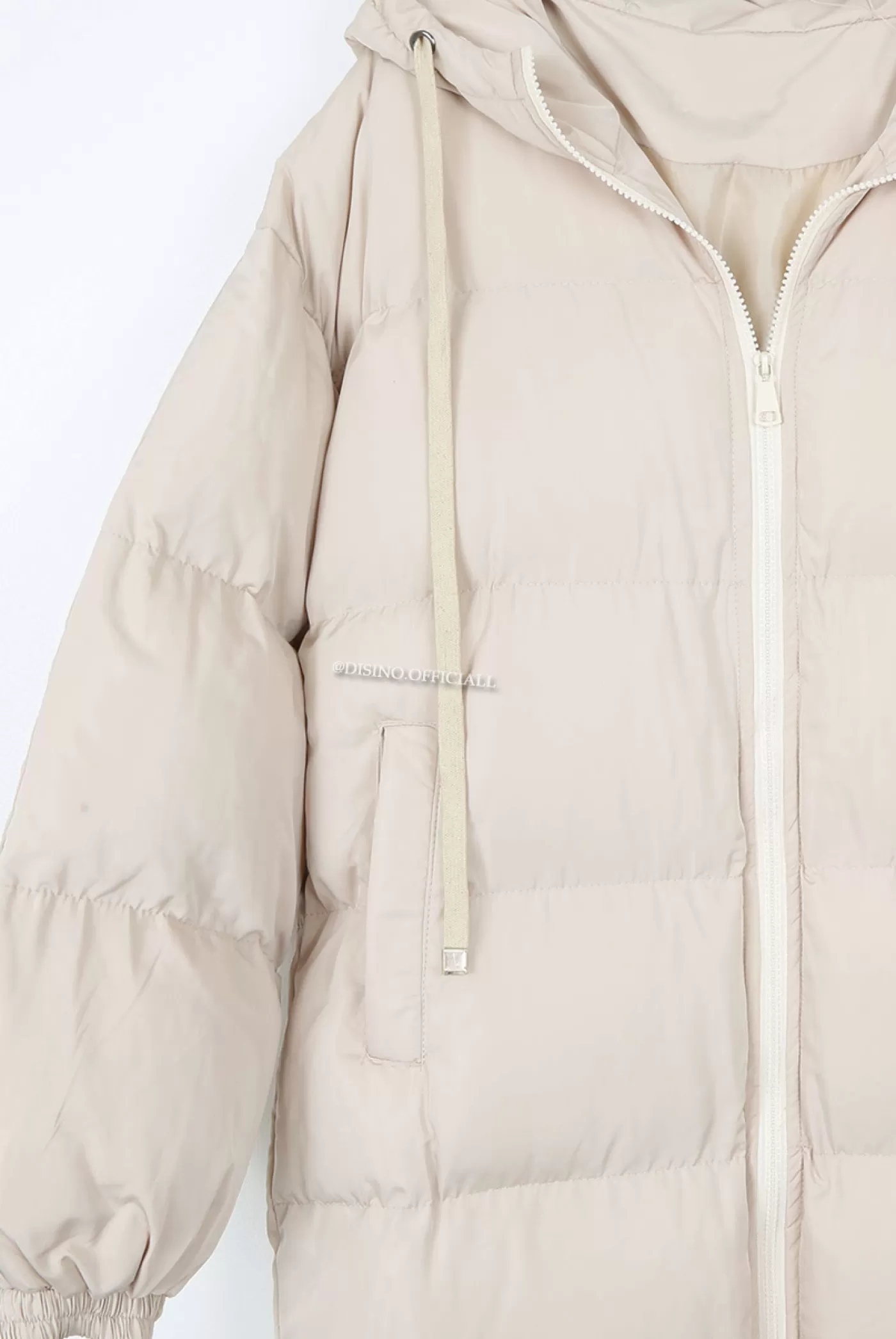 DISINO Beige - 'Dani' - Oversized Longline Puffer Coat With Capuchon | Vrouw Clothing