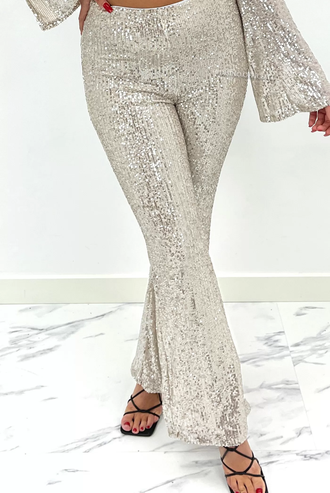 DISINO Beige - 'Yasmine Pants' - Sequin Pants | Vrouw Trousers & Pants