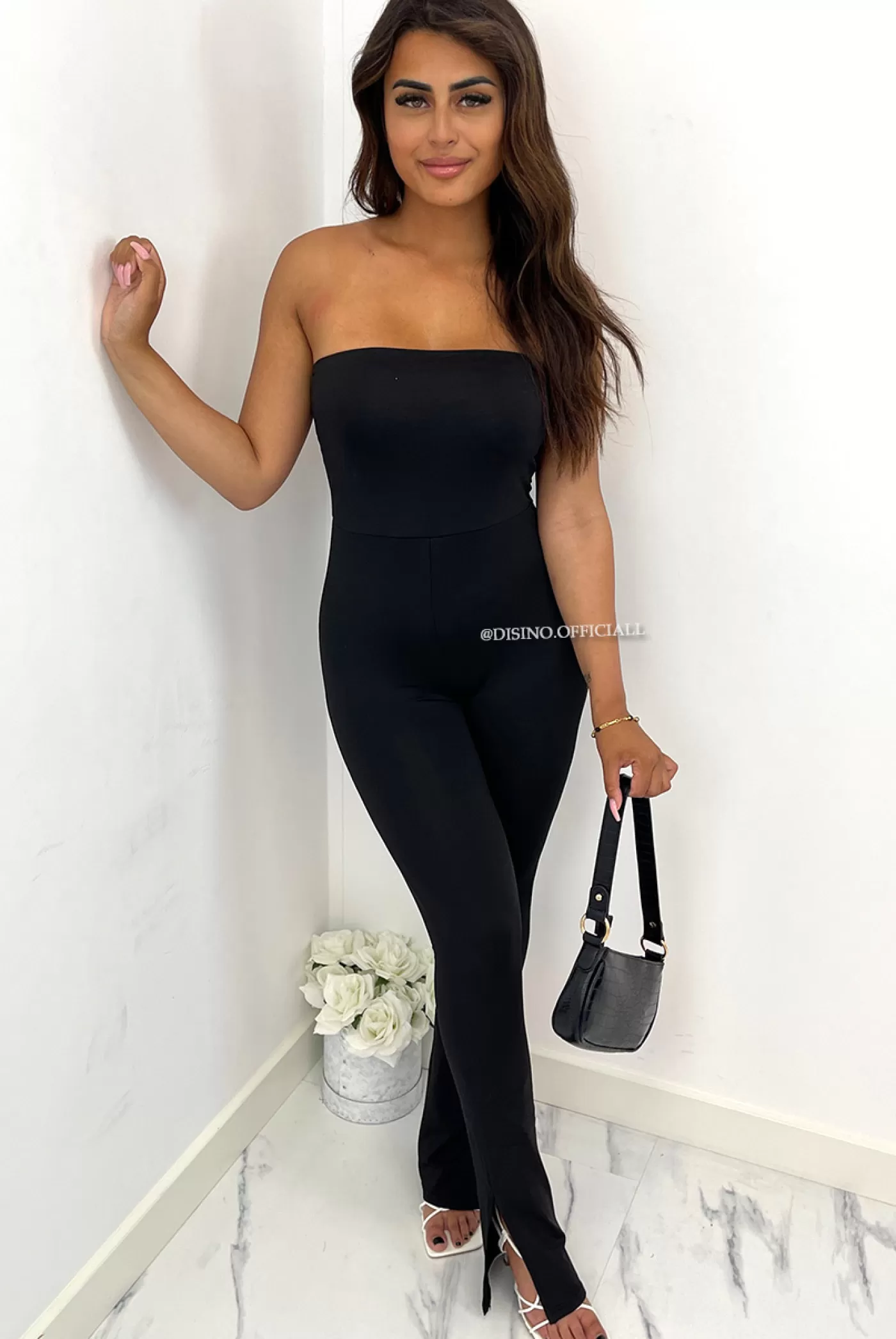 DISINO Black - 'Avena' - Perfect Fit Off Shoulder Jumpsuit | Vrouw Jumpsuits & Playsuits