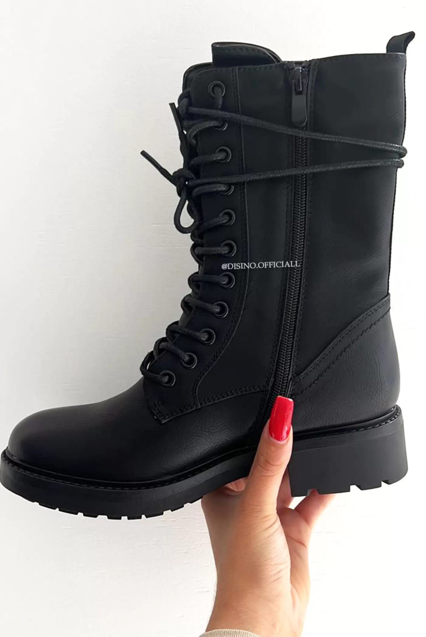 DISINO Black - 'Jayne' - Premium Quality High Biker Boots | Vrouw Boots