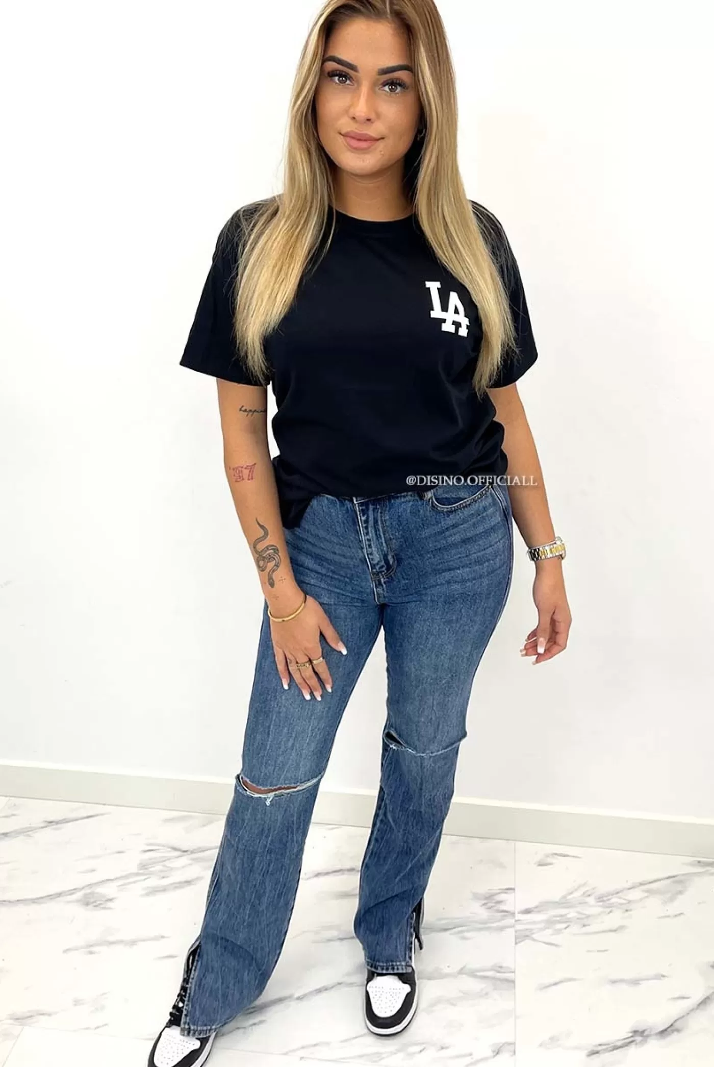 DISINO Black - 'La Logo Back Tee' - Oversized Premium Quality Tee | Vrouw It-Shirts