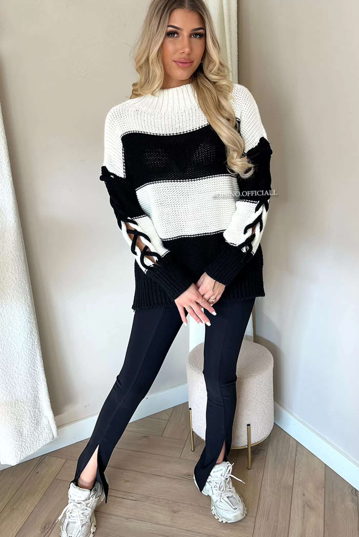 DISINO Black - 'Mariss' - Premium Quality Oversized Tie Up Knit | Vrouw Two Piece Set & Loungewear