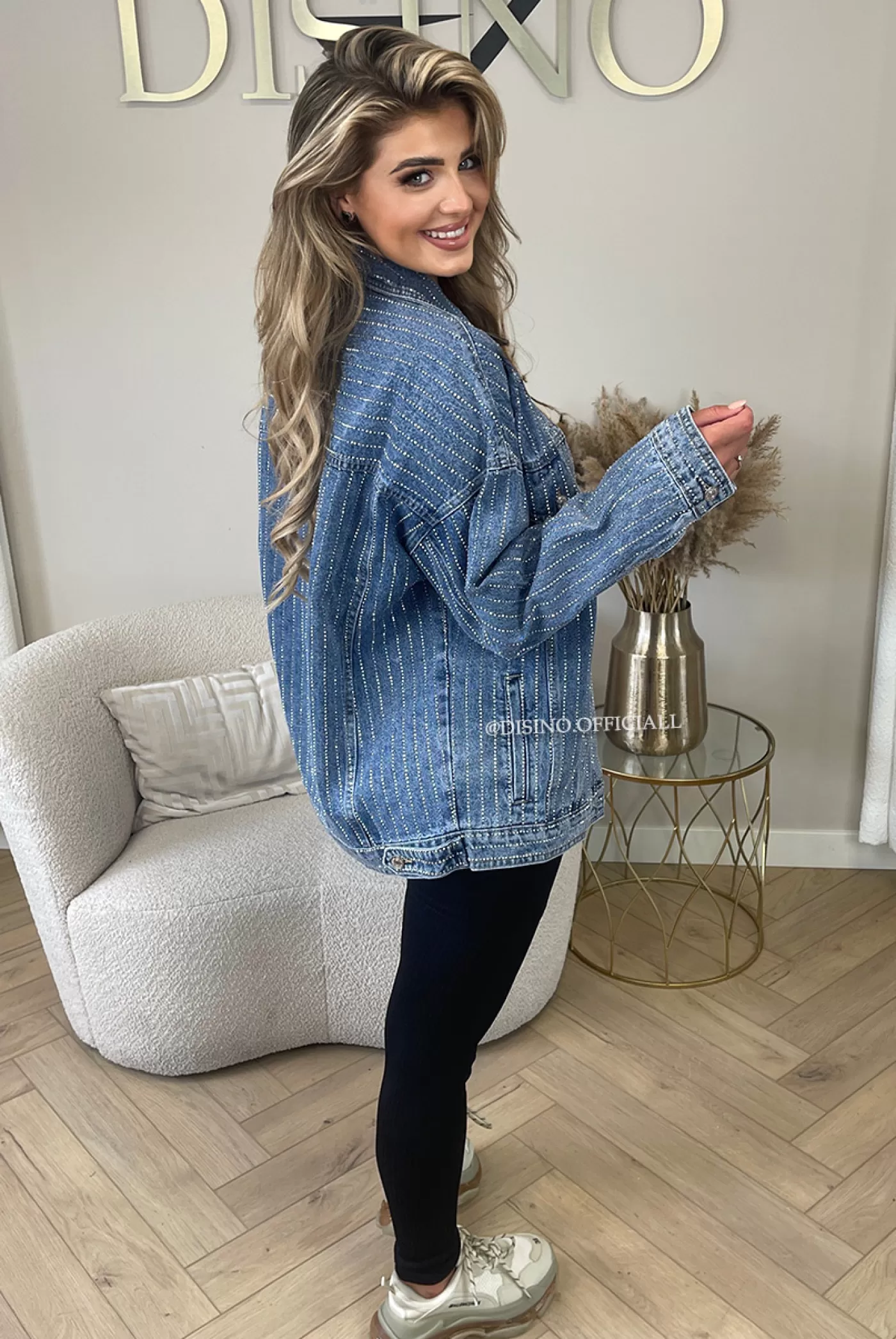 DISINO Blue - 'Diamonds All Over Jacket' - Premium Quality Oversized Denim Jacket | Vrouw Clothing