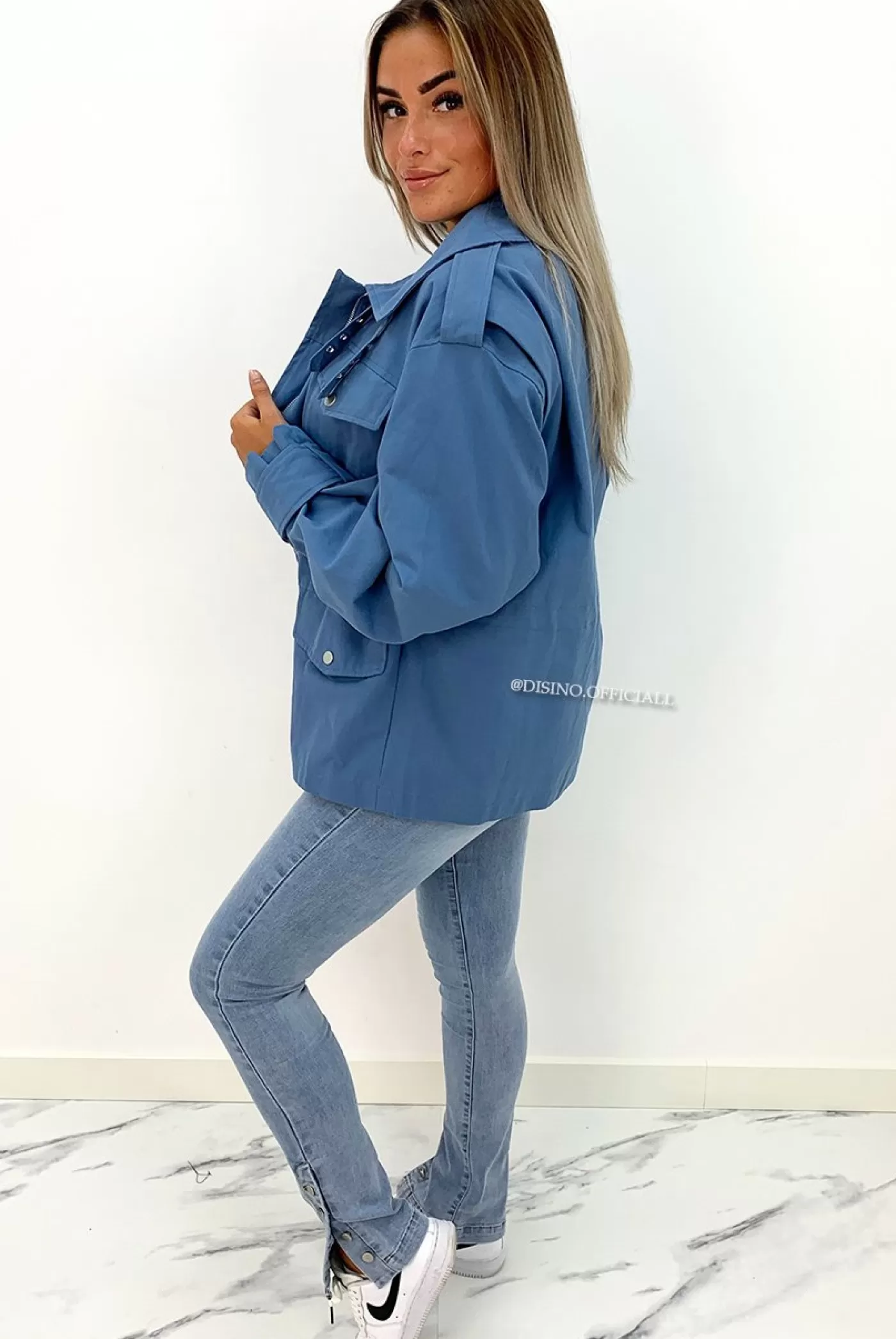 DISINO Blue - 'Evaa' - Premium Quality Oversized Trench Coat | Vrouw Clothing