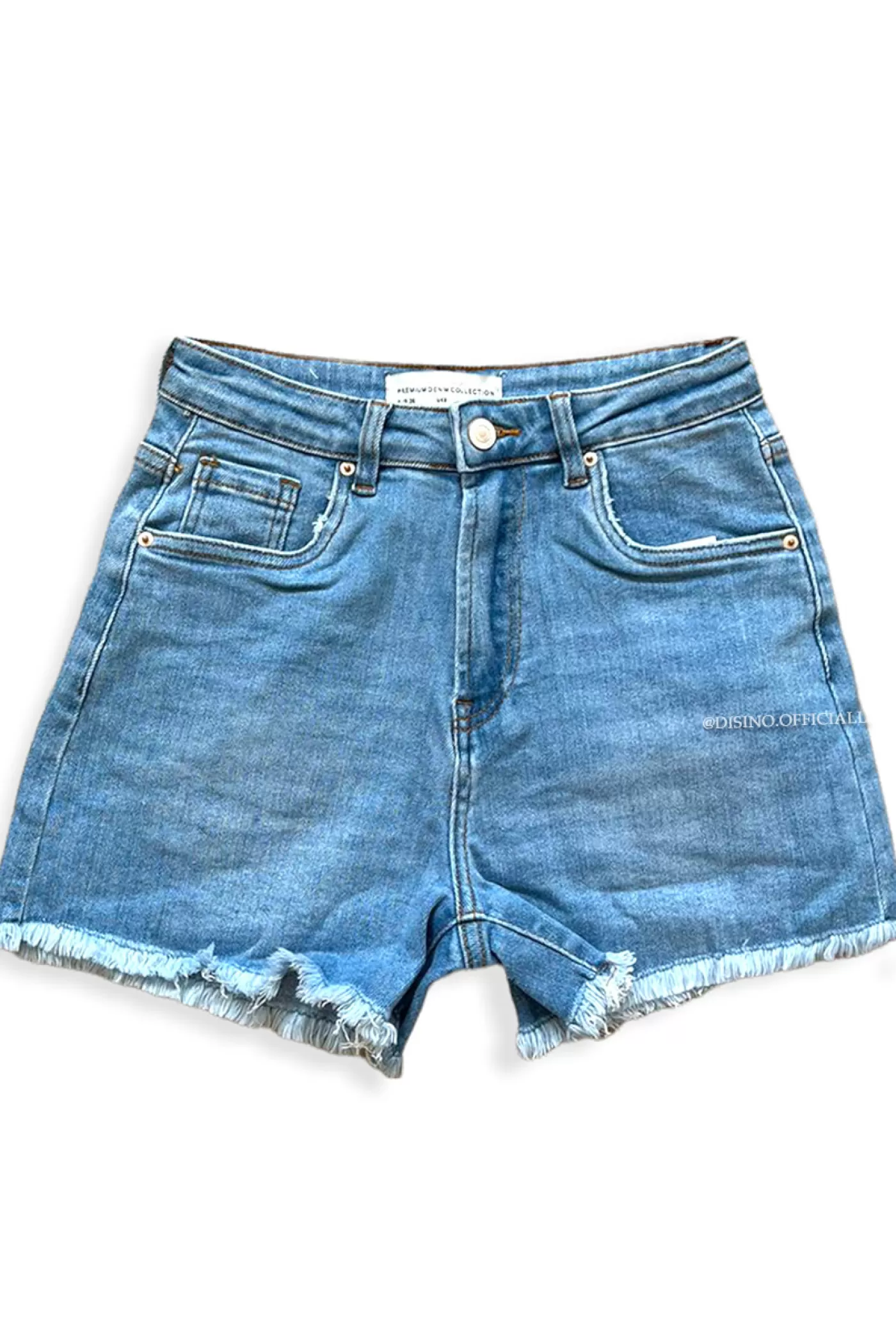 DISINO Blue - 'Lexxie' - High Waist Perfect Fit Stretch Denim Short | Vrouw Skirts & Shorts