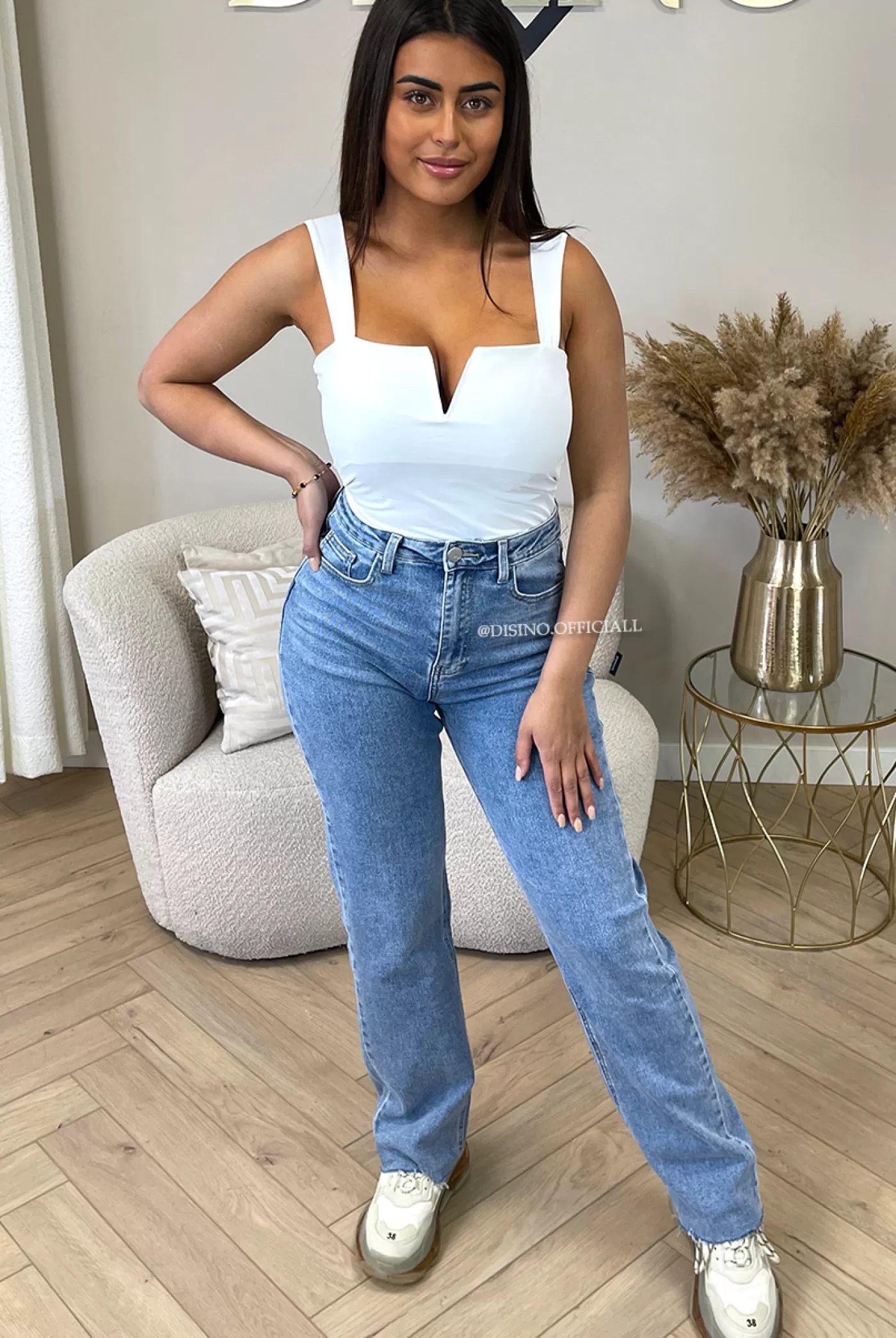 DISINO Blue - 'New York' - Perfect Fit Stretch High Waist Straight Leg Jeans - 2022 | Vrouw Jeans