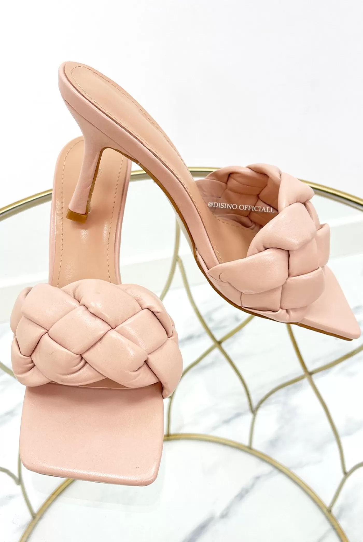 DISINO Blush - 'Mila' - Braided Heels | Vrouw Sliders