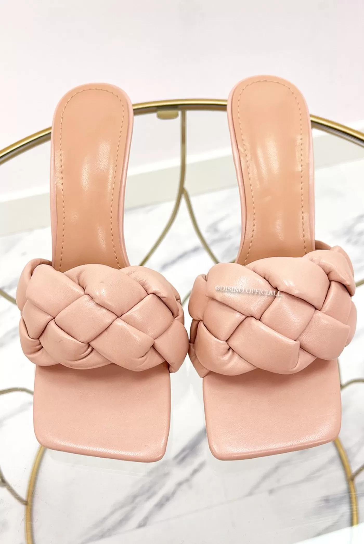 DISINO Blush - 'Mila' - Braided Heels | Vrouw Sliders