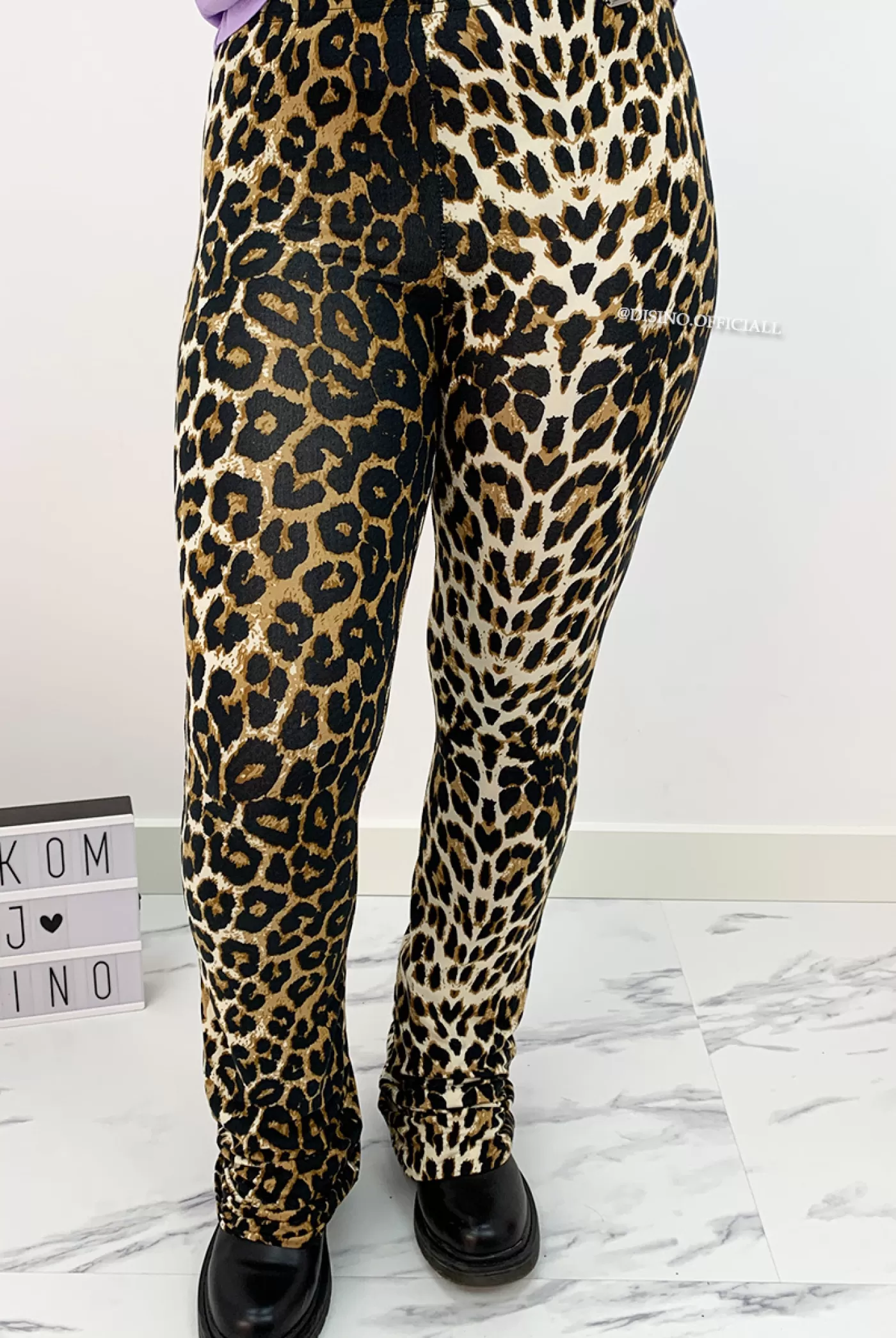 DISINO Brown - 'Elin Leo Star' - Ambika Super Soft Comfy Flare Pants | Vrouw Trousers & Pants