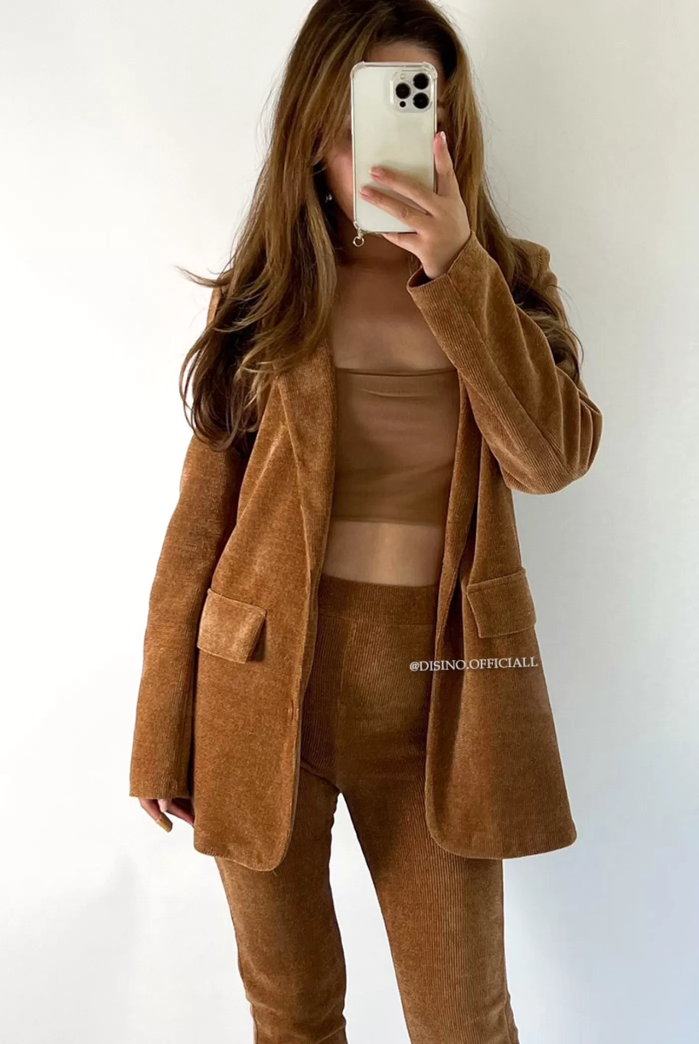 DISINO Brown - 'Lois Blazer' - Chenille Stretch Boyfriend Blazer | Vrouw Clothing