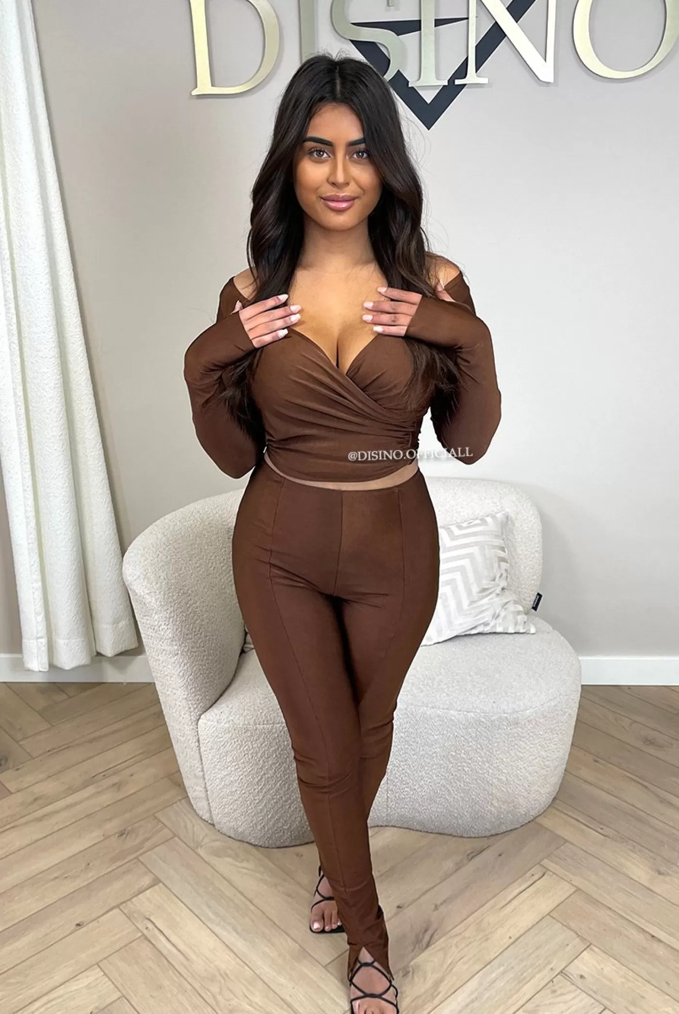 DISINO Choco - 'Ella-May' - Exclusive Spandex Top + Pants Two Piece Set | Vrouw Two Piece Set & Loungewear