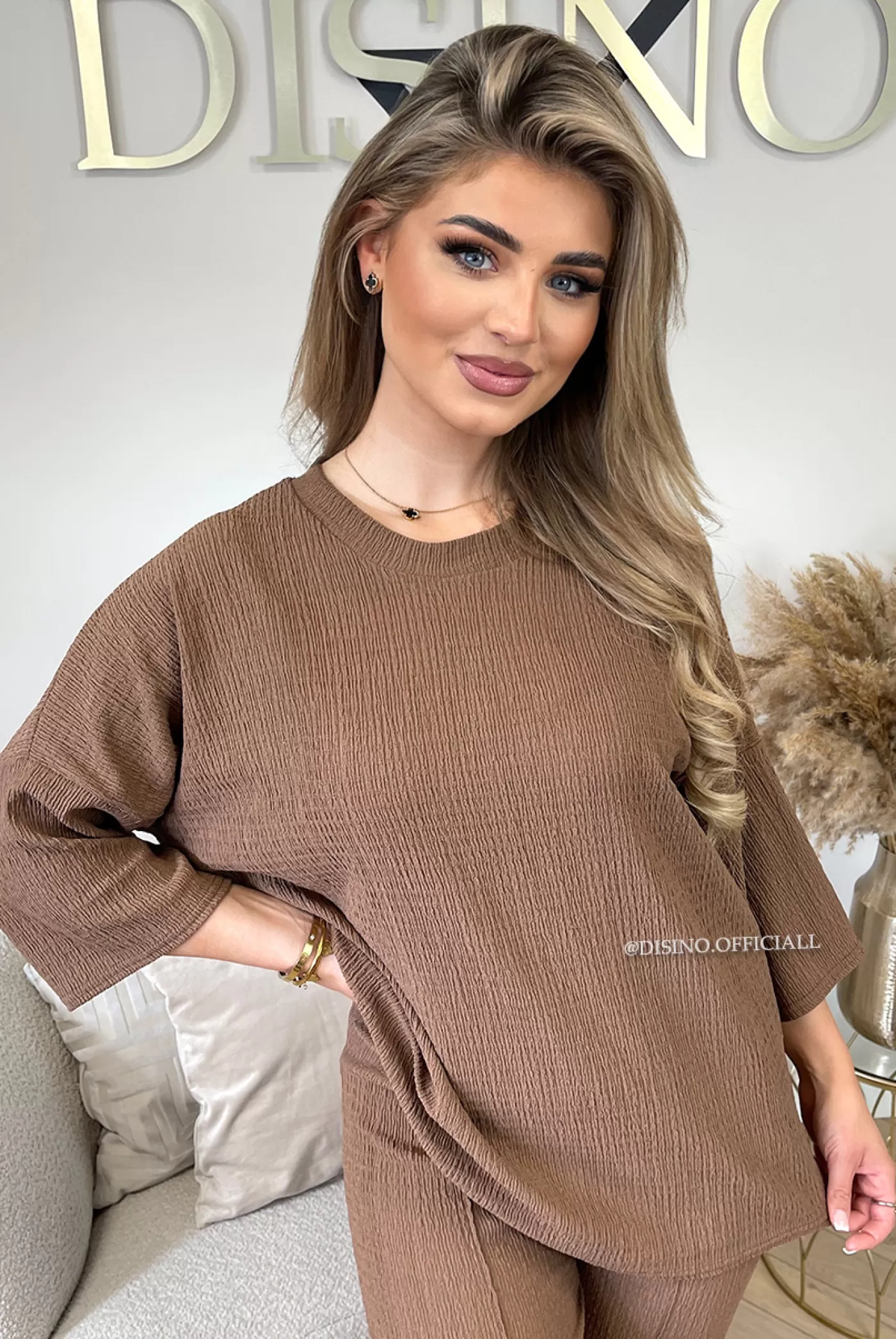 DISINO Choco - 'Miley Set' - Comfy Stretch Oversized Tee + Pants Set | Vrouw Two Piece Set & Loungewear