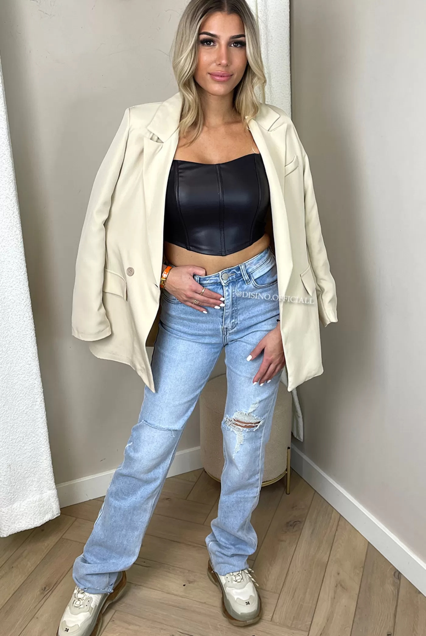 DISINO Choco - 'Rylee Top' - Vegan Leather Corset Top | Vrouw Tops