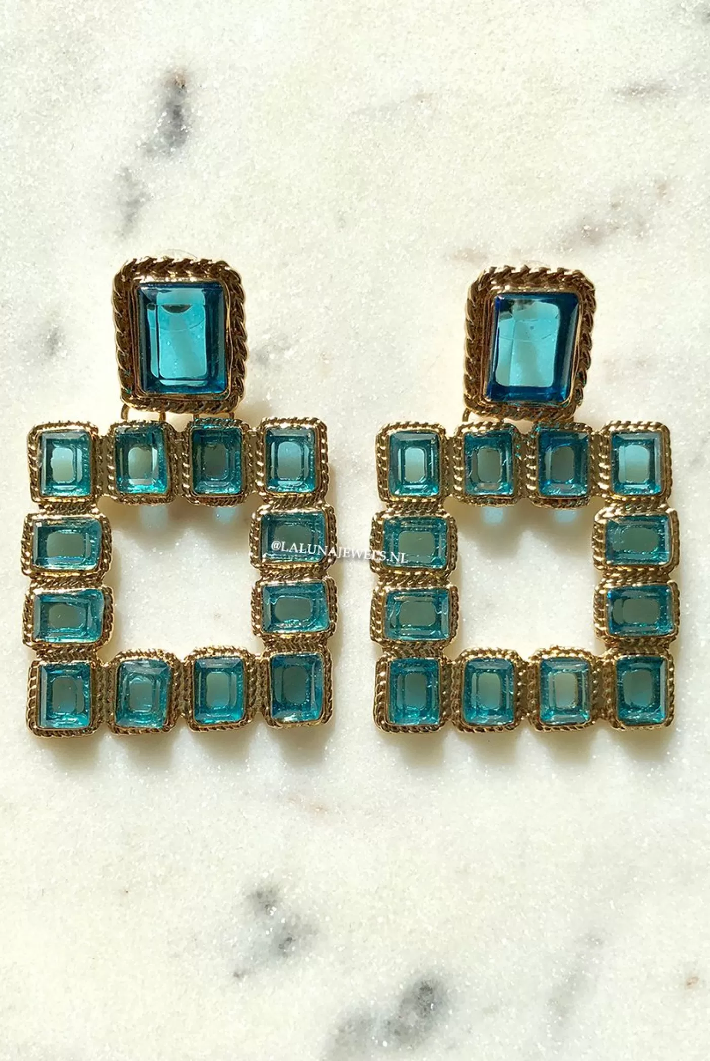 DISINO Gold - Blue Papagayo Earrings | Vrouw Bags