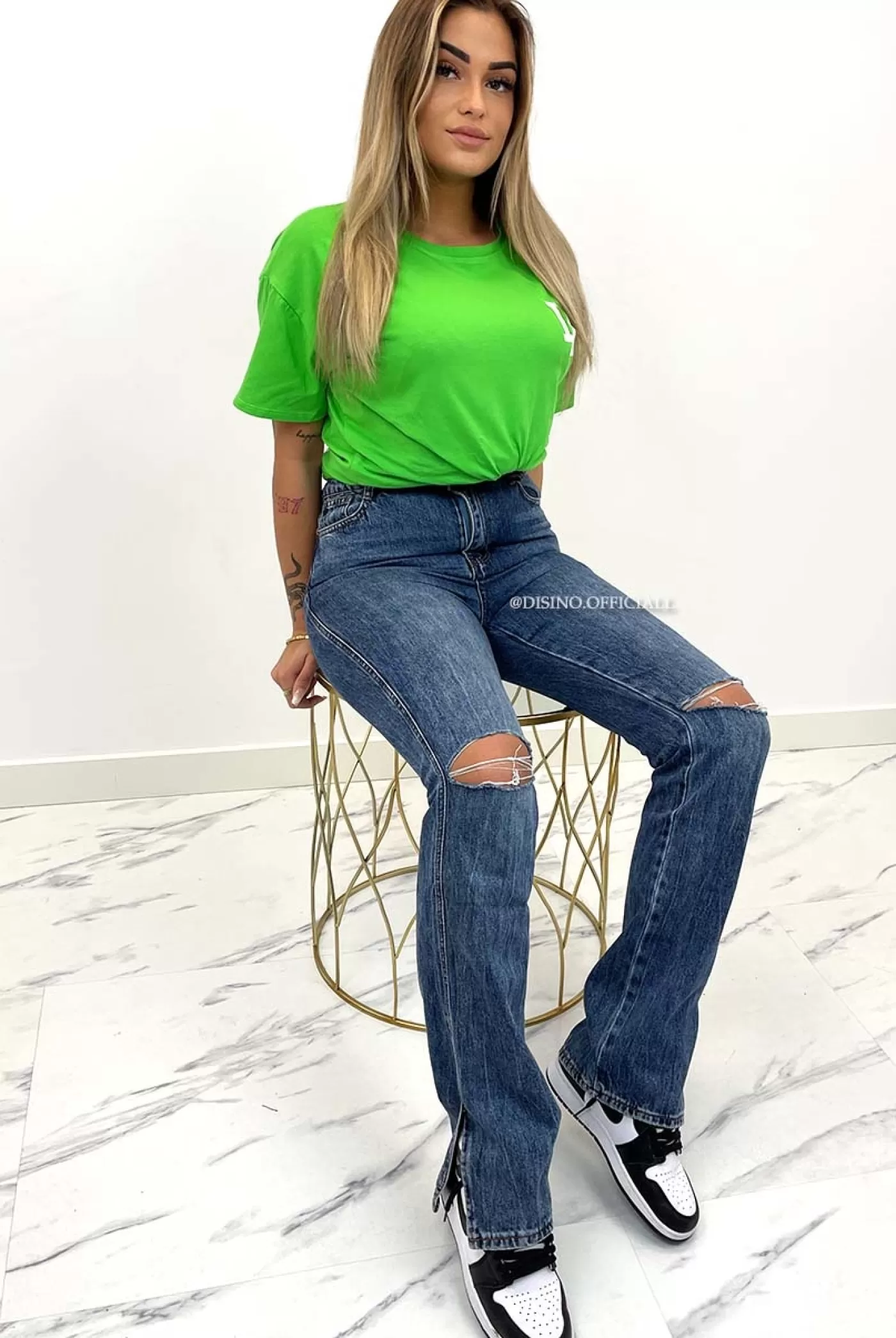 DISINO Green - 'La Logo Back Tee' - Oversized Premium Quality Tee | Vrouw It-Shirts