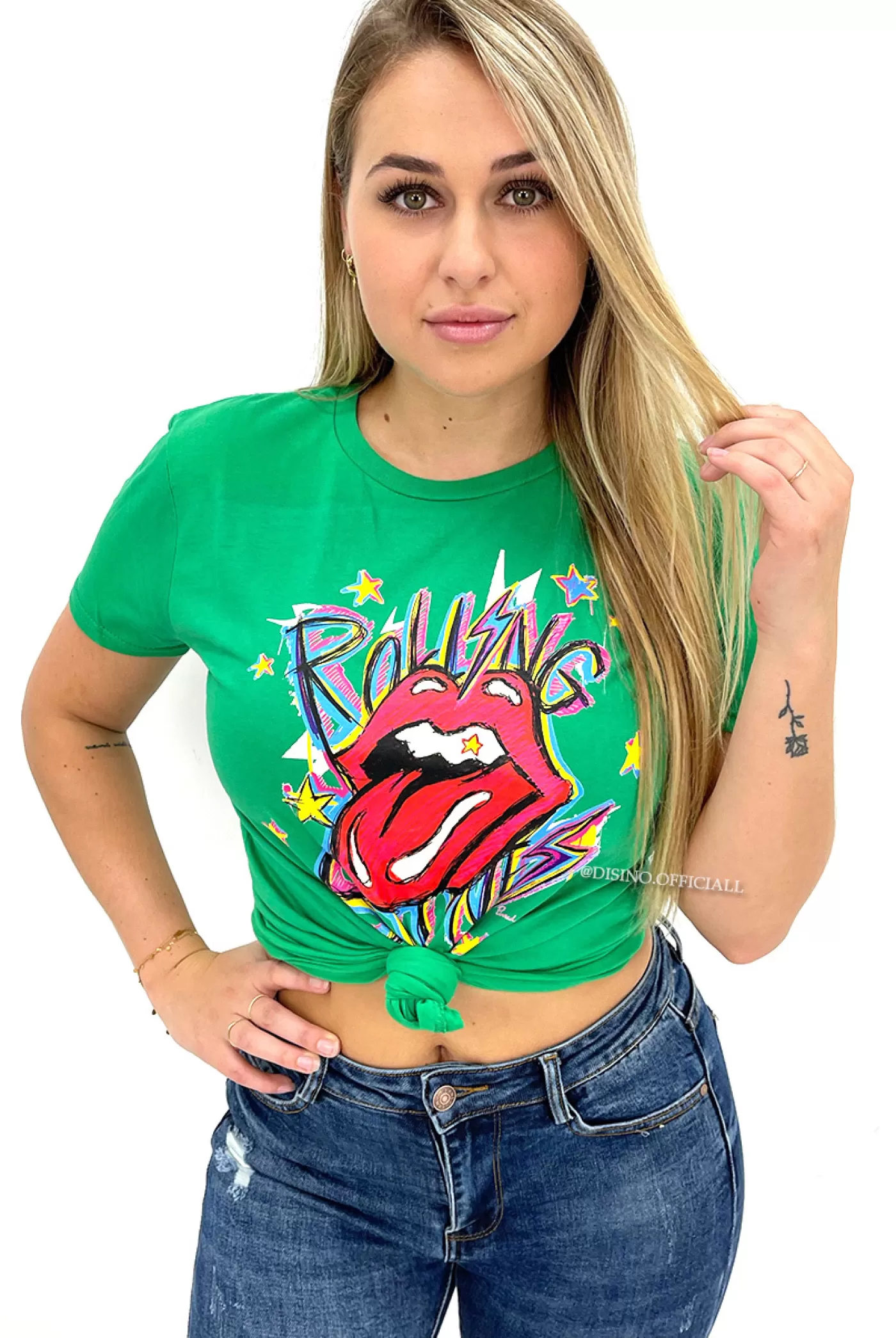 DISINO Green - 'Rolling Stones' - Inspired Graphic Tee | Vrouw It-Shirts