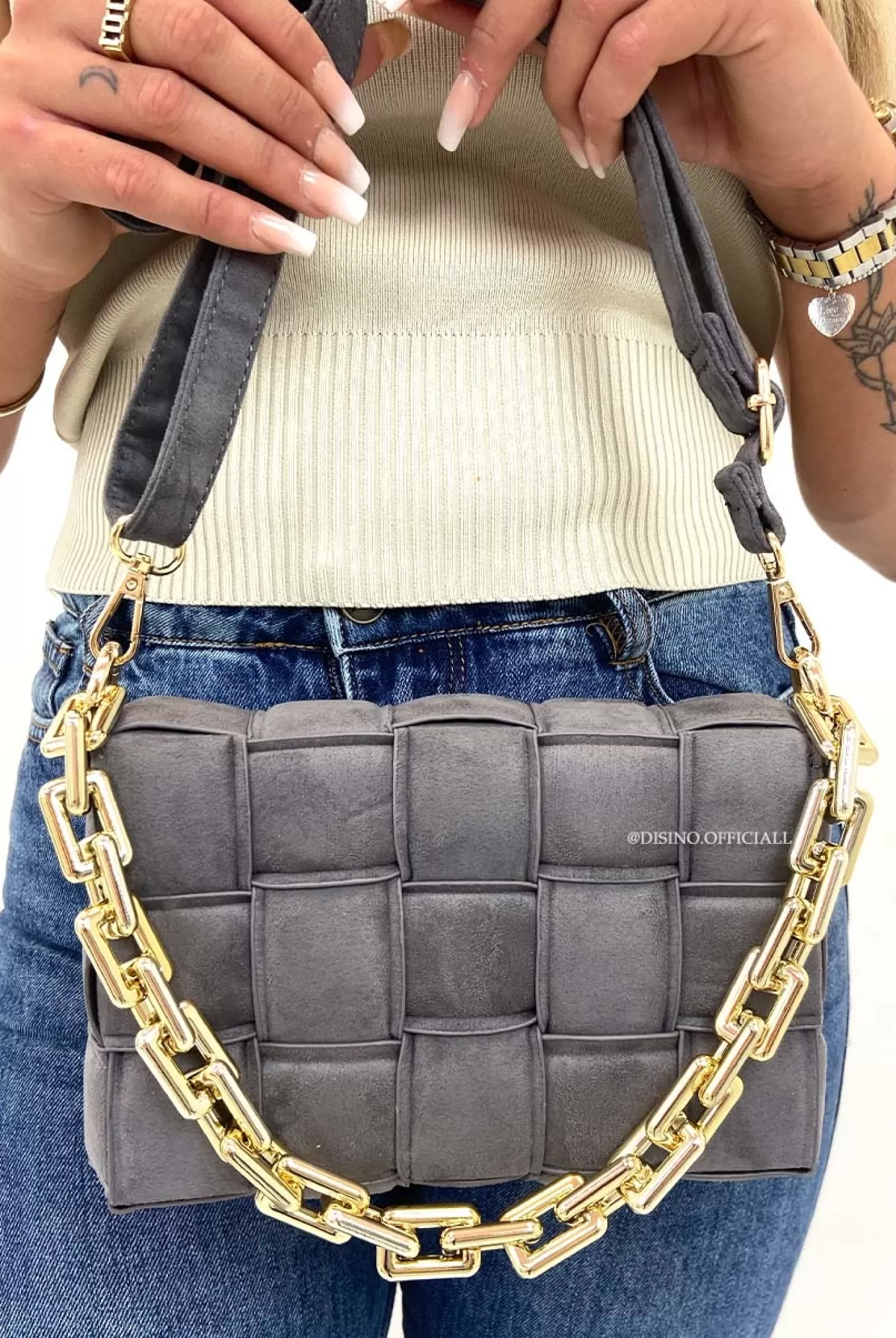 DISINO Grey - 'Cassette Bag' - Inspired Bag With Chain | Vrouw Bags