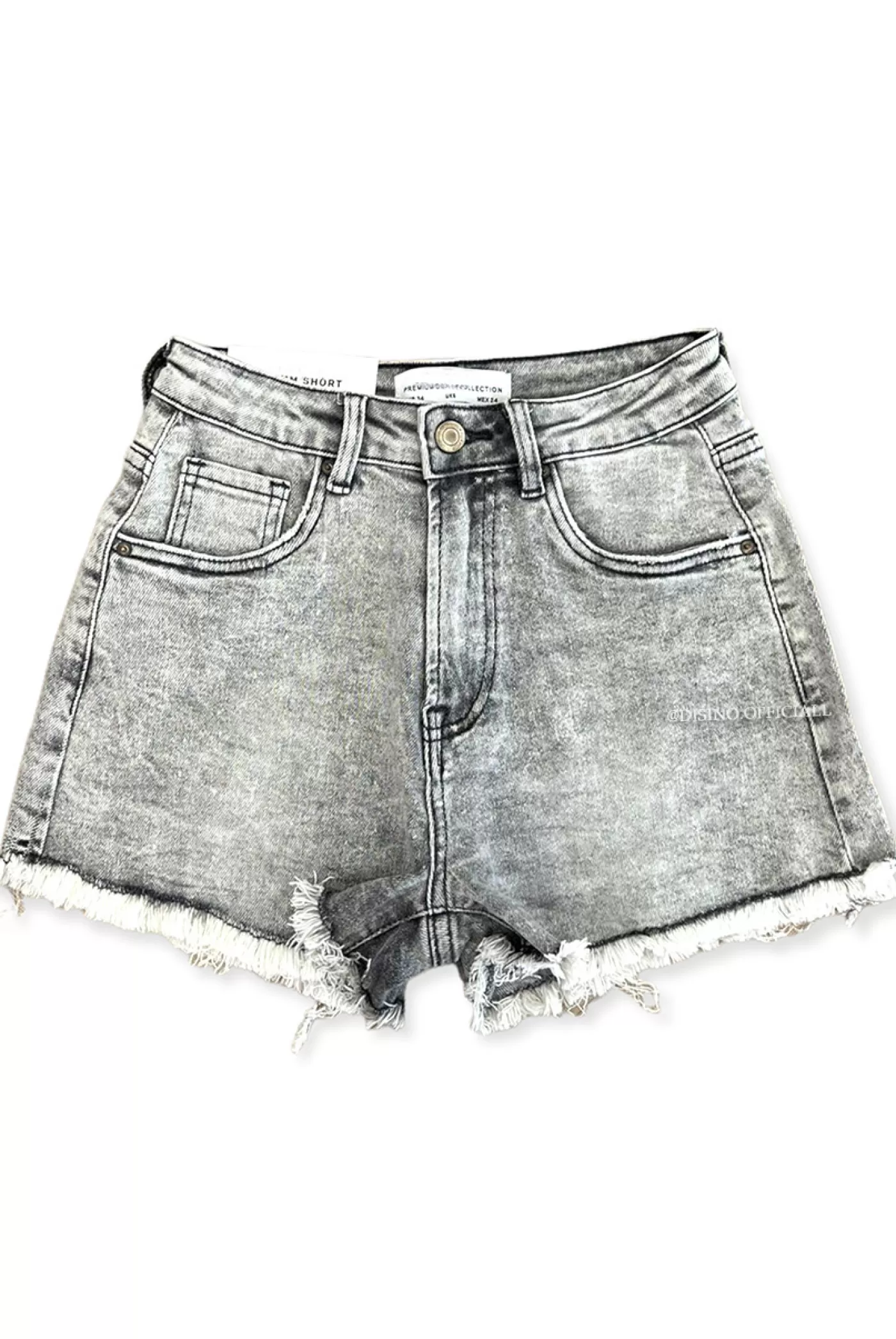 DISINO Grey - 'Lexxie' - High Waist Perfect Fit Stretch Denim Short | Vrouw Skirts & Shorts