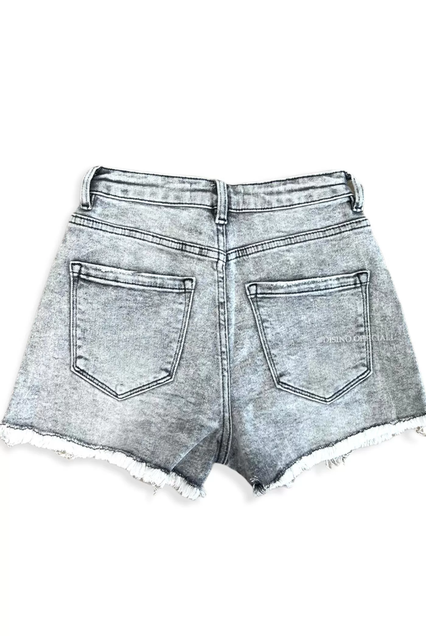 DISINO Grey - 'Lexxie' - High Waist Perfect Fit Stretch Denim Short | Vrouw Skirts & Shorts