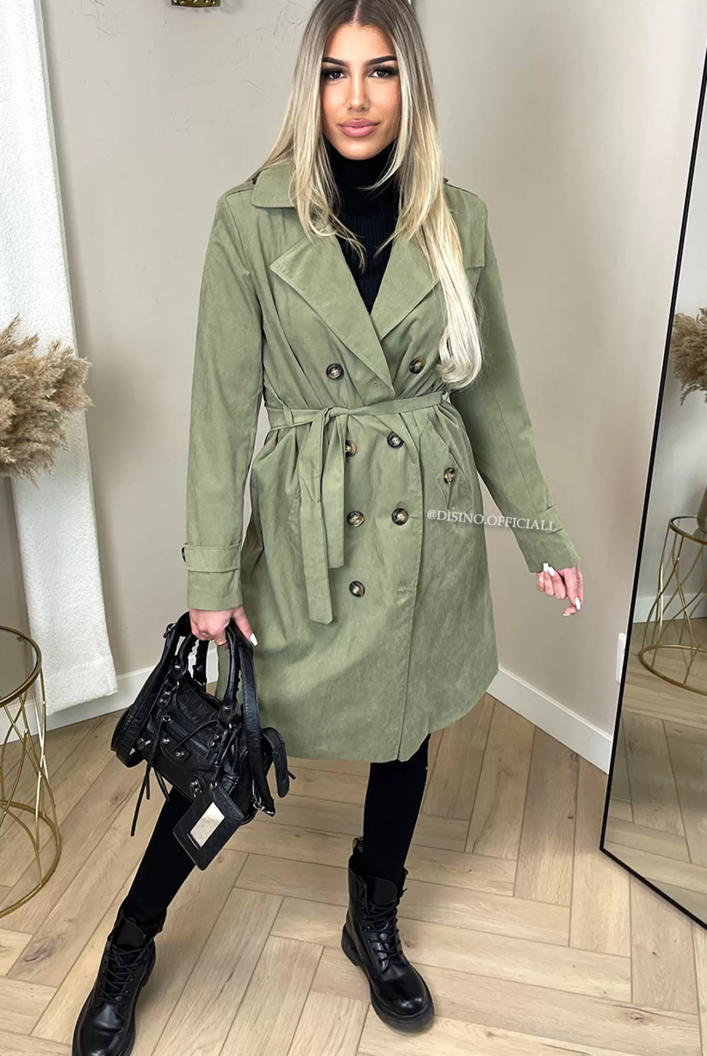 DISINO Khaki Green - 'Letitia' - Premium Quality Trench Coat | Vrouw Clothing