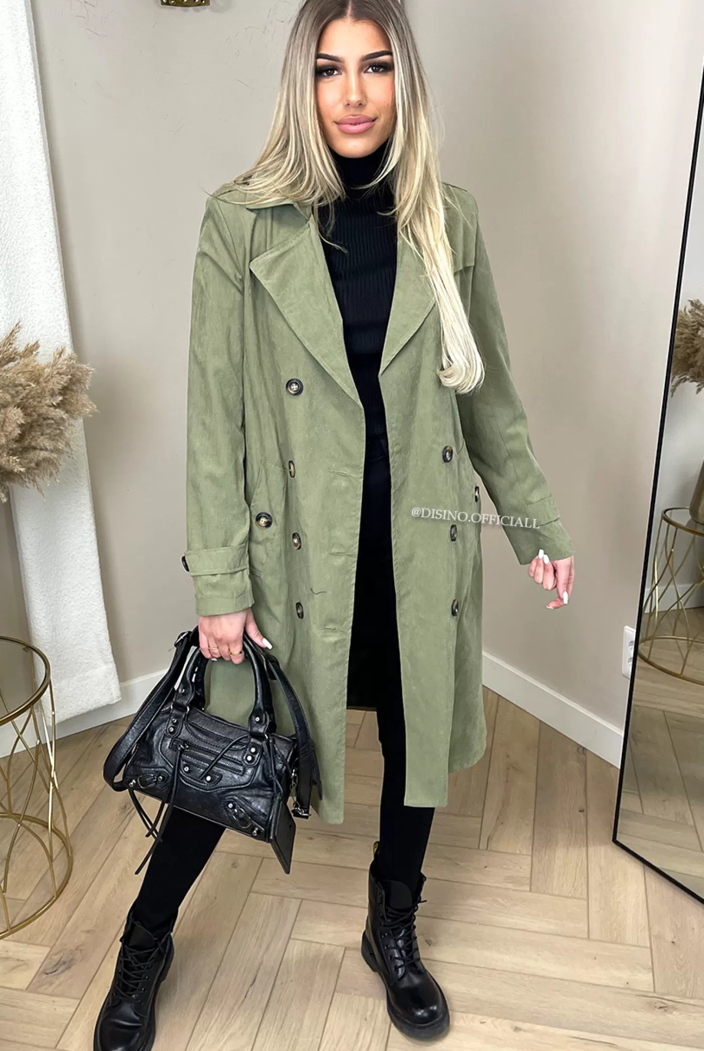 DISINO Khaki Green - 'Letitia' - Premium Quality Trench Coat | Vrouw Clothing