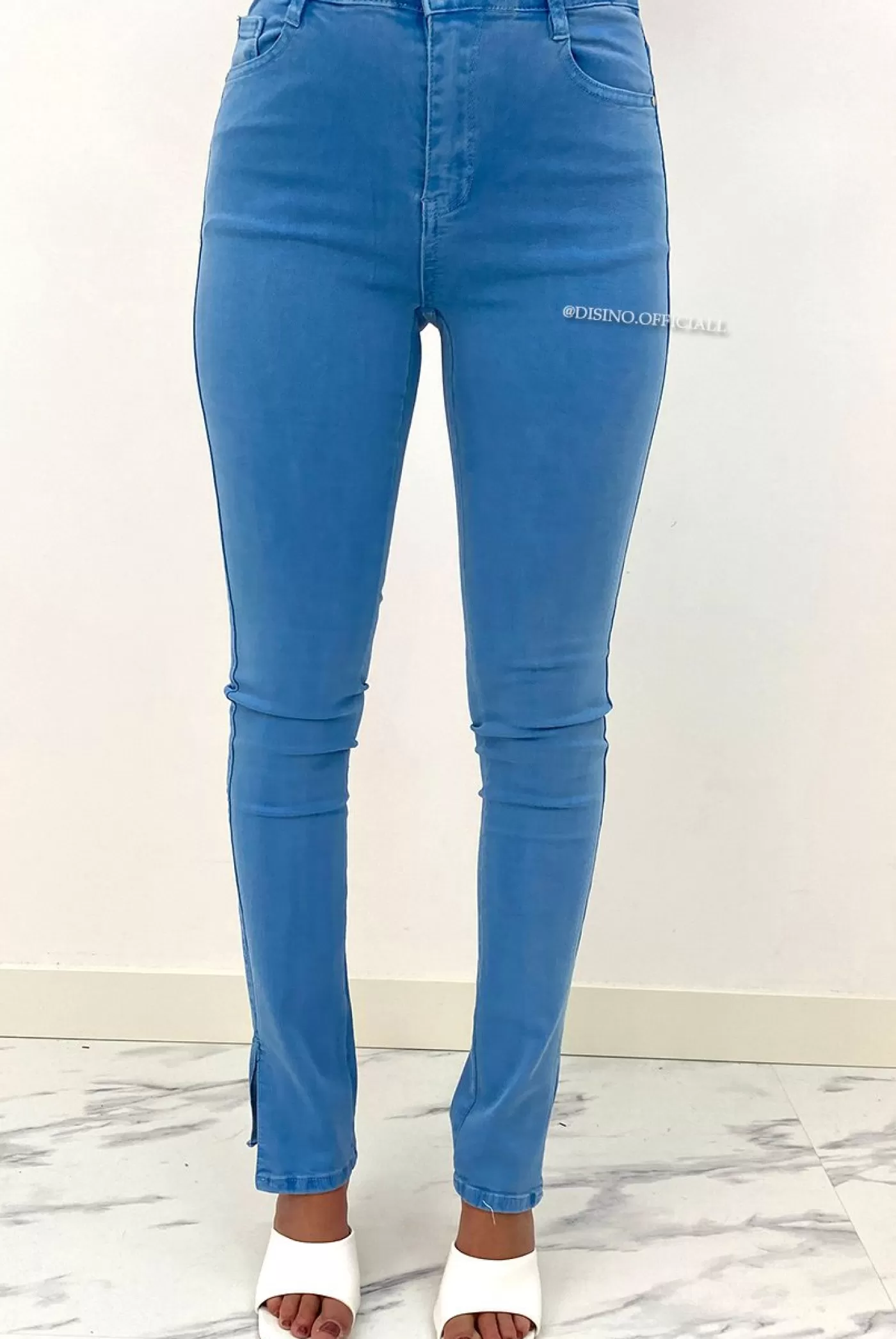 DISINO Laulia - Blue - High Waist Skinny Jeans Side Split - 082 | Vrouw Jeans