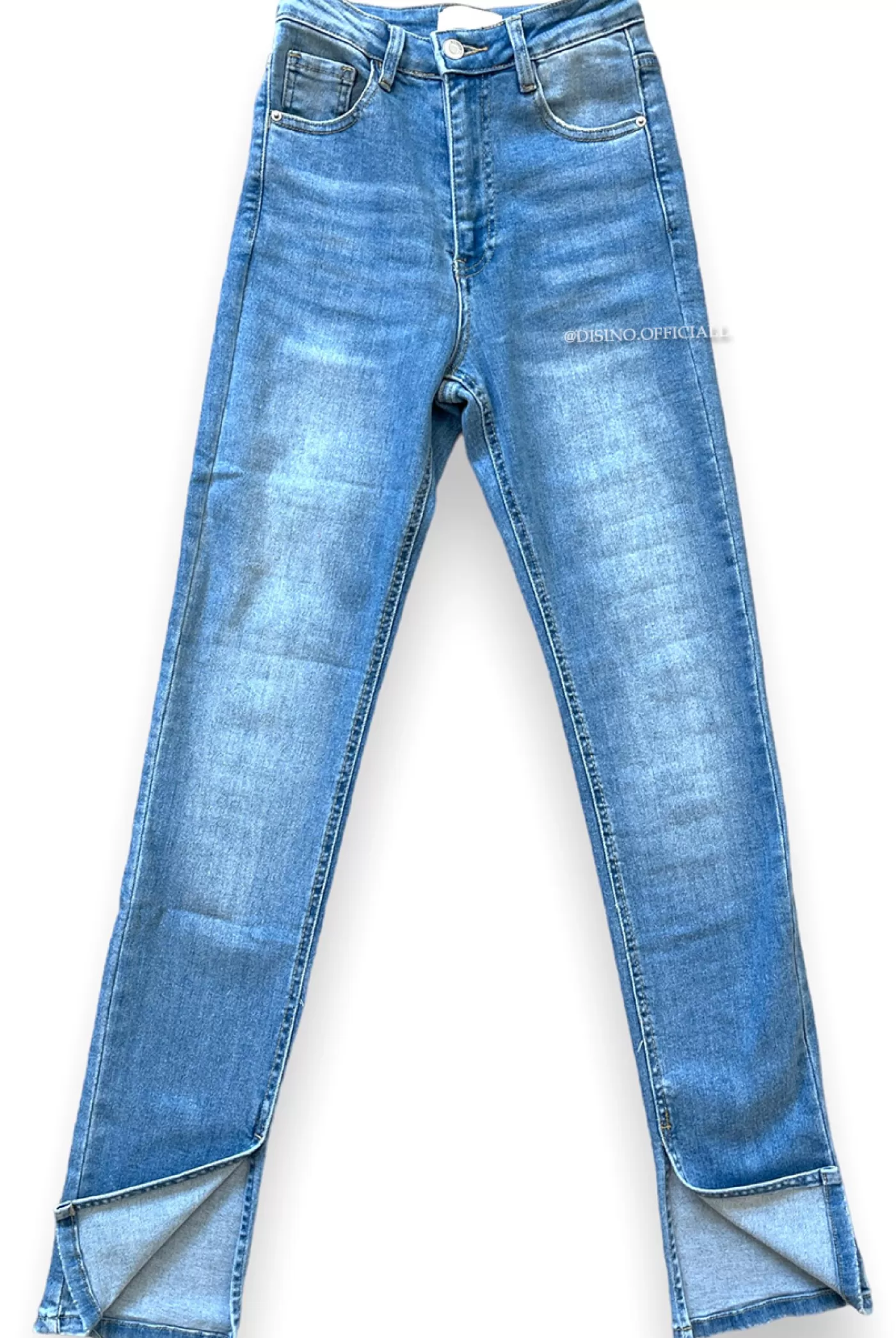 DISINO Light Blue - '016' - Super Stretch High Waist Skinny Jeans Side Split - 016 | Vrouw Jeans
