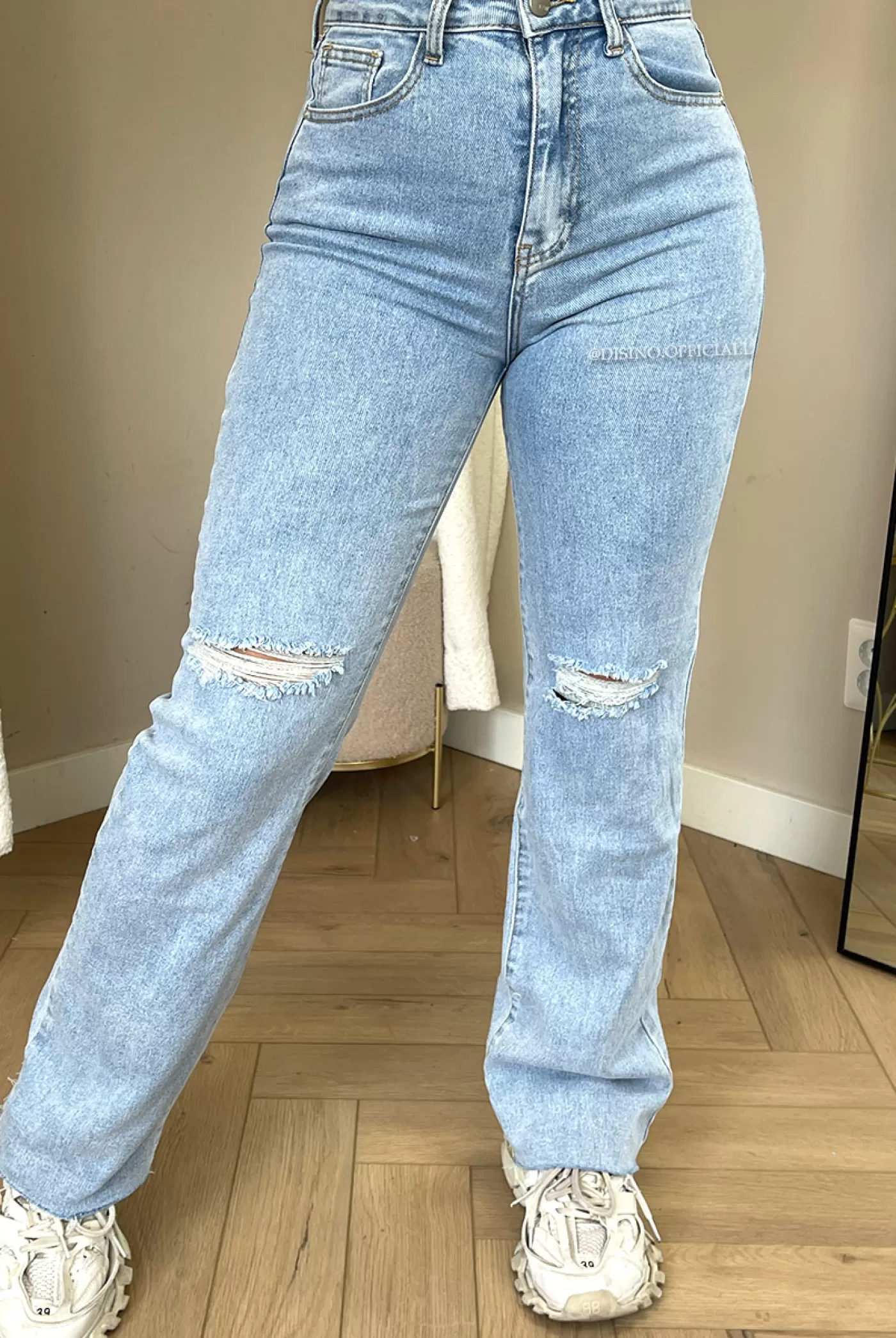 DISINO Light Blue - 'Malibu V2' - Perfect Fit Stretch High Waist Wide Leg Jeans | Vrouw Jeans