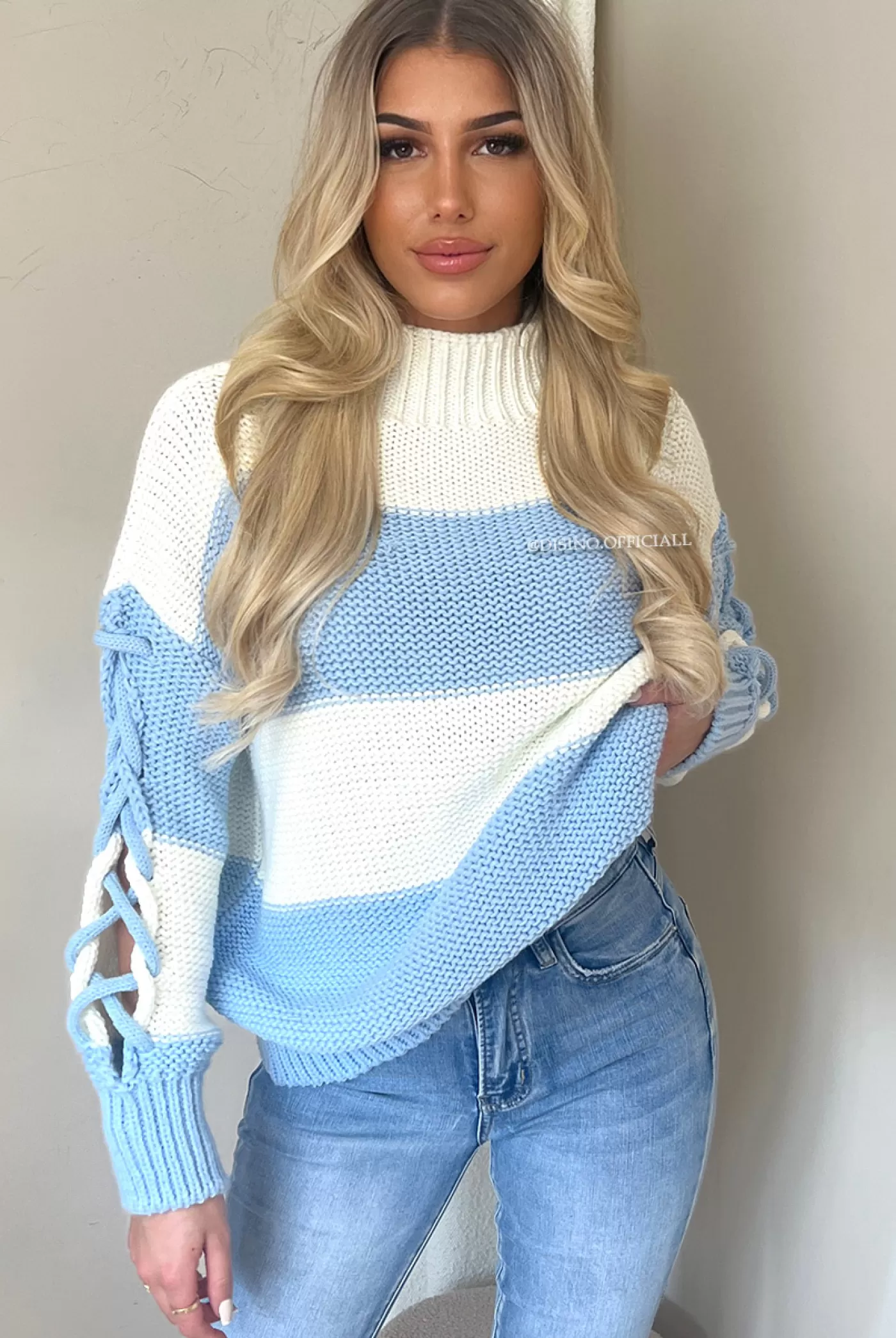 DISINO Light Blue - 'Mariss' - Premium Quality Oversized Tie Up Knit | Vrouw Two Piece Set & Loungewear