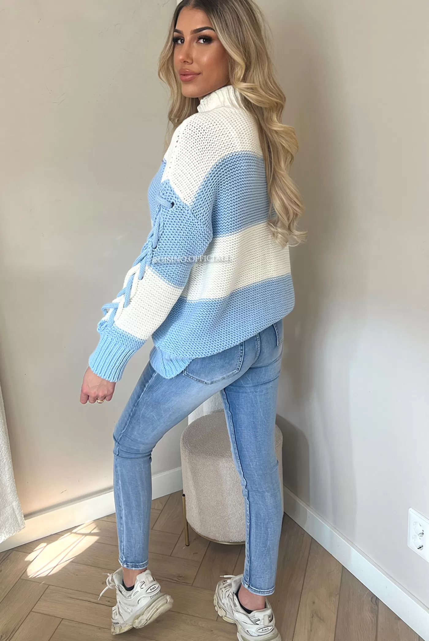 DISINO Light Blue - 'Mariss' - Premium Quality Oversized Tie Up Knit | Vrouw Two Piece Set & Loungewear