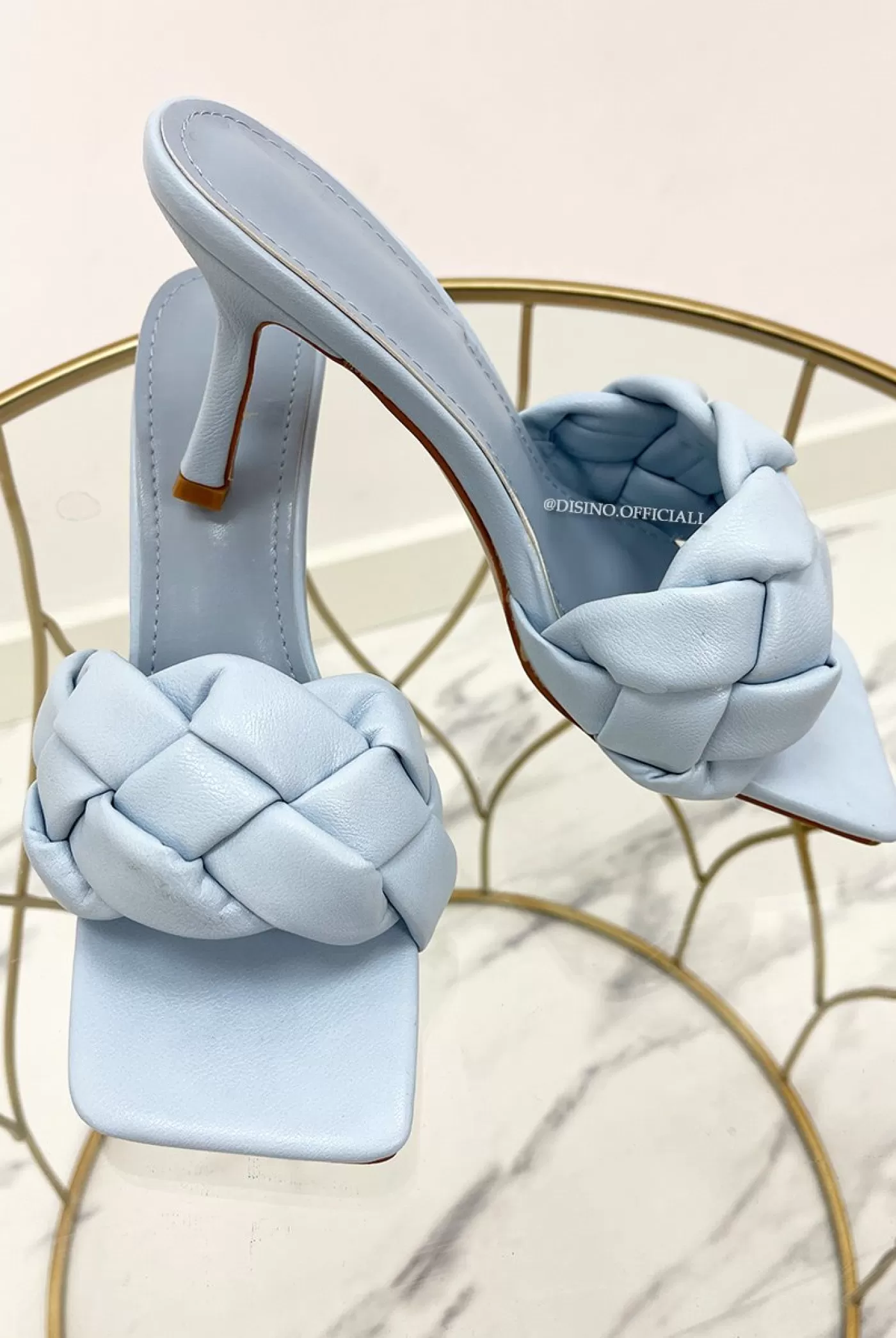 DISINO Light Blue - 'Mila' - Braided Heels | Vrouw Sliders