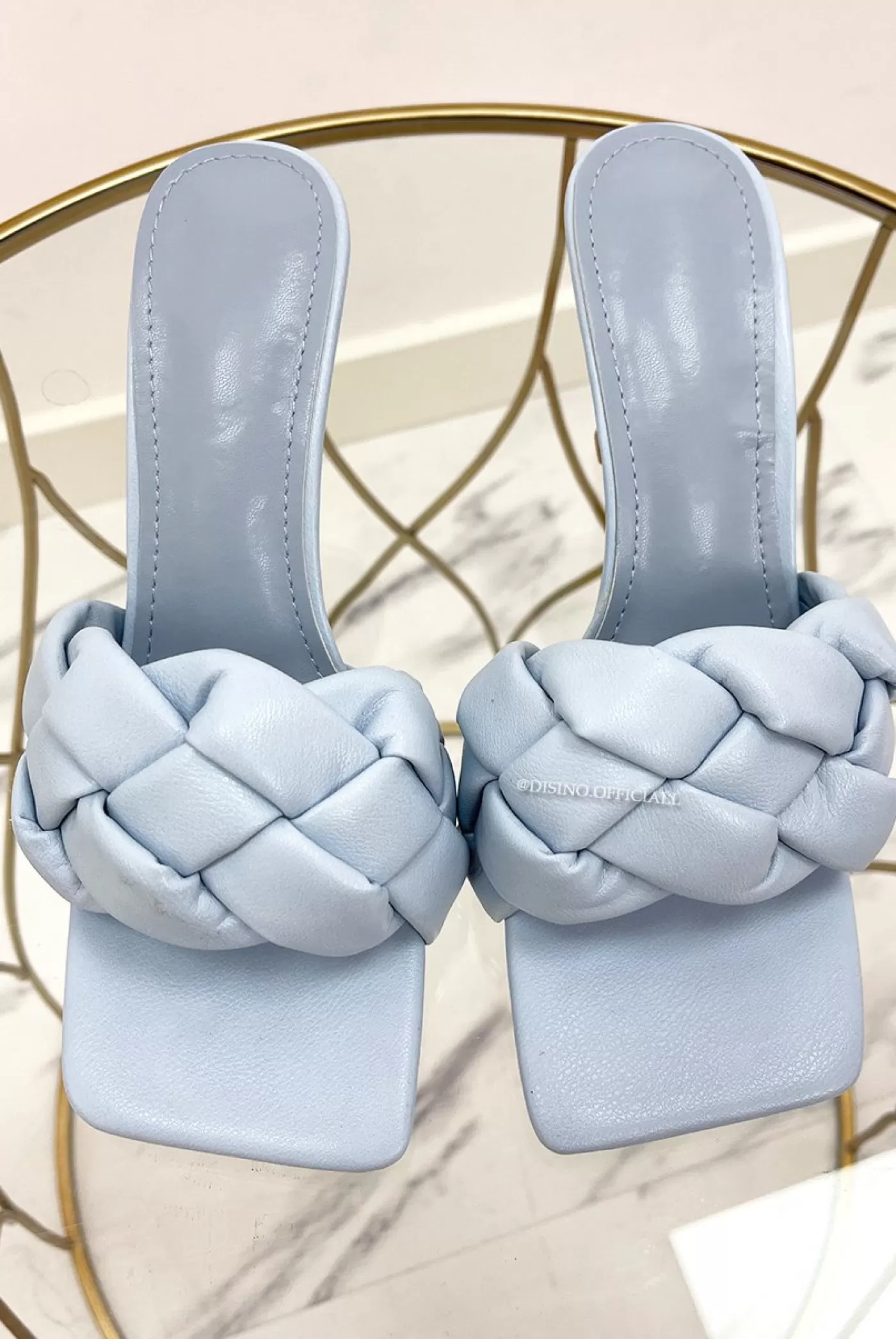 DISINO Light Blue - 'Mila' - Braided Heels | Vrouw Sliders