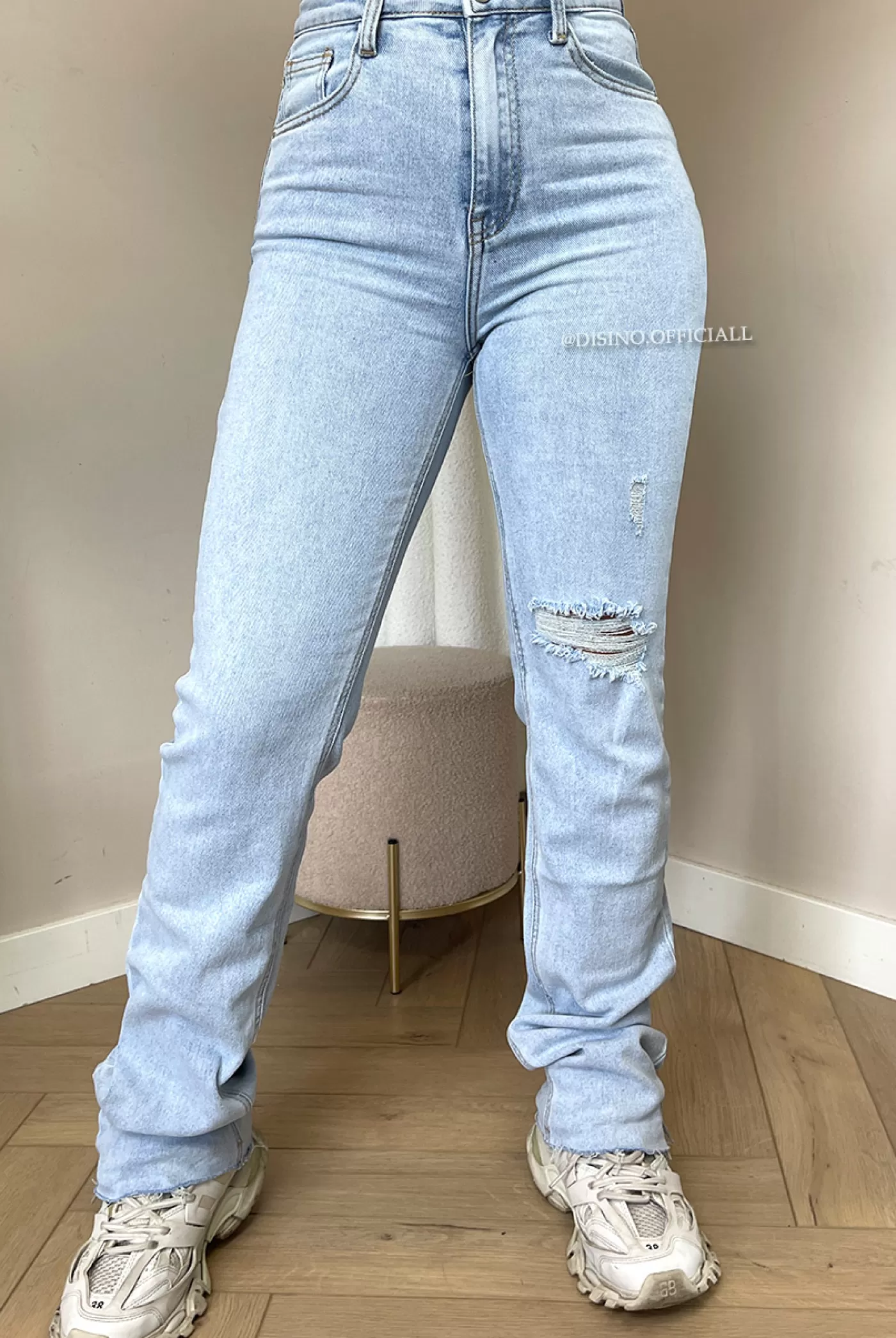 DISINO Light Blue - 'Versailles' - Extra Long Super Stretch Straight Leg Jeans | Vrouw Jeans