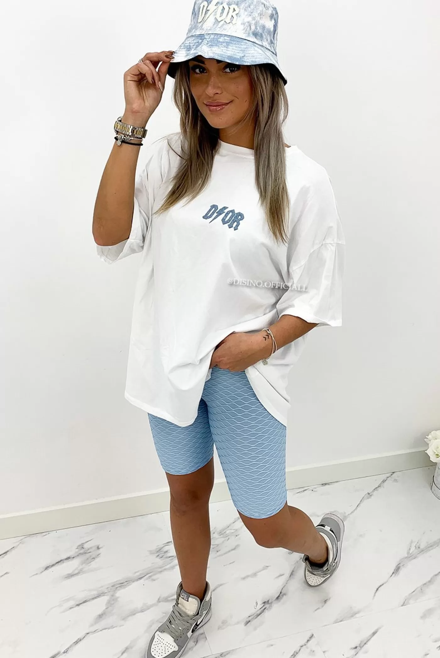 DISINO Light Blue - 'Waffle Biker' - Premium Quality Extra Booty Biker Short | Vrouw Trousers & Pants