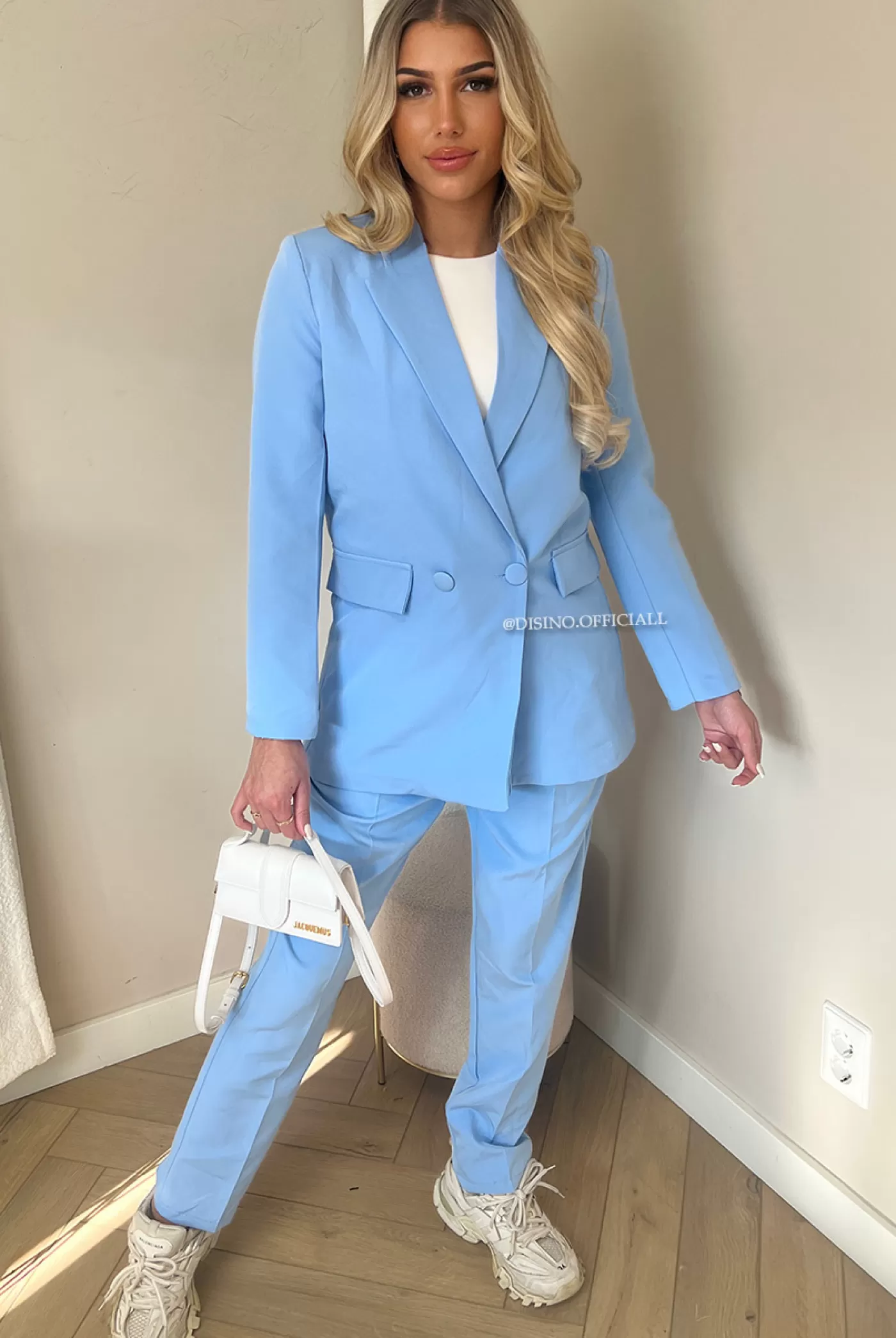 DISINO Light Blue - 'Yael Set' - Two Piece Classy Blazer + Pantalon Set | Vrouw Two Piece Set & Loungewear