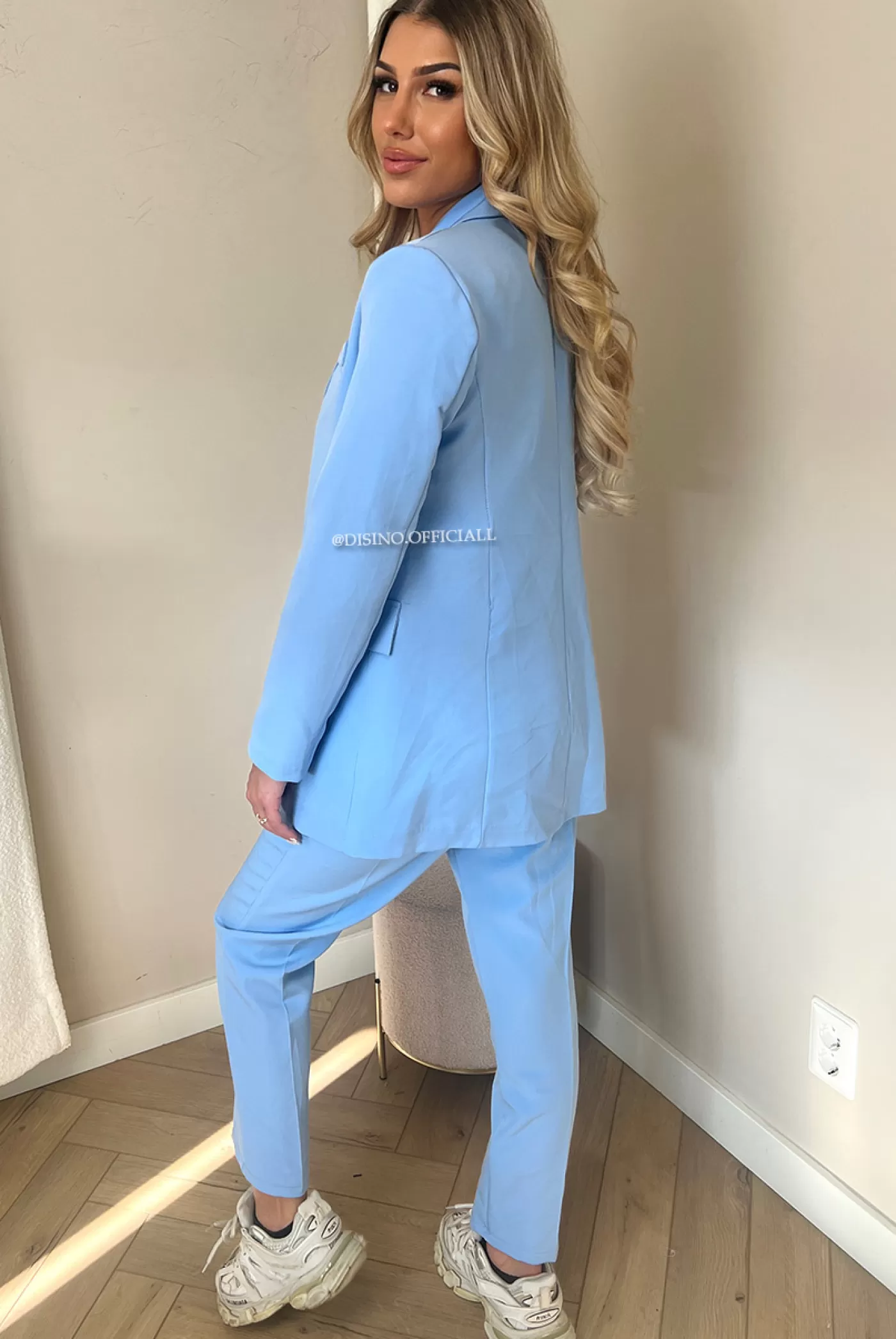 DISINO Light Blue - 'Yael Set' - Two Piece Classy Blazer + Pantalon Set | Vrouw Two Piece Set & Loungewear