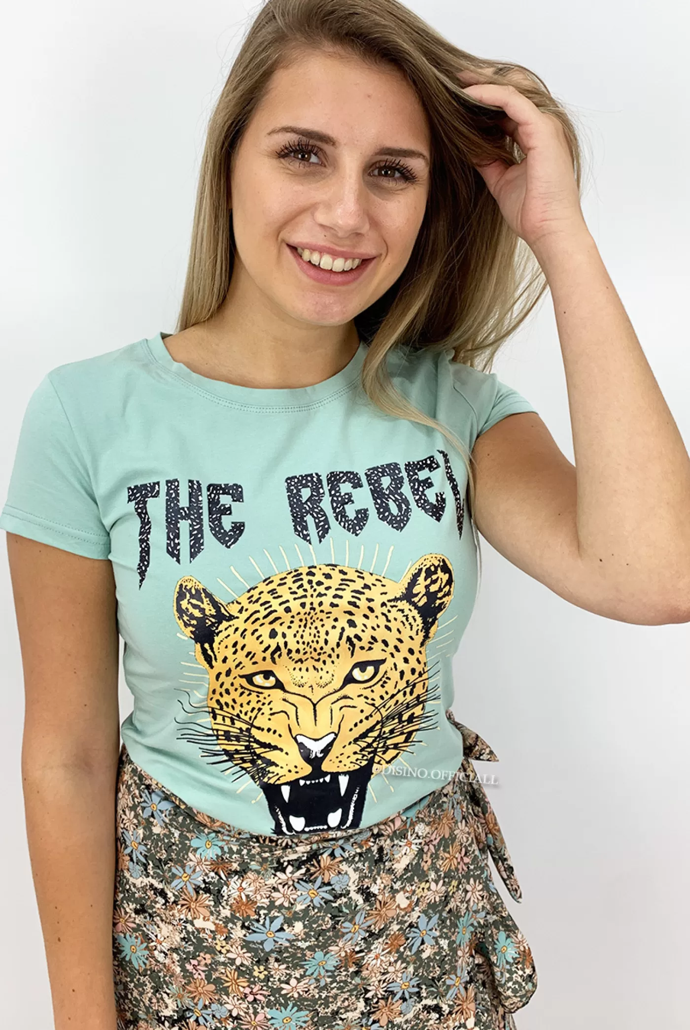 DISINO Mint Green - 'The Rebel' - Inspired Leo Head Tee | Vrouw It-Shirts