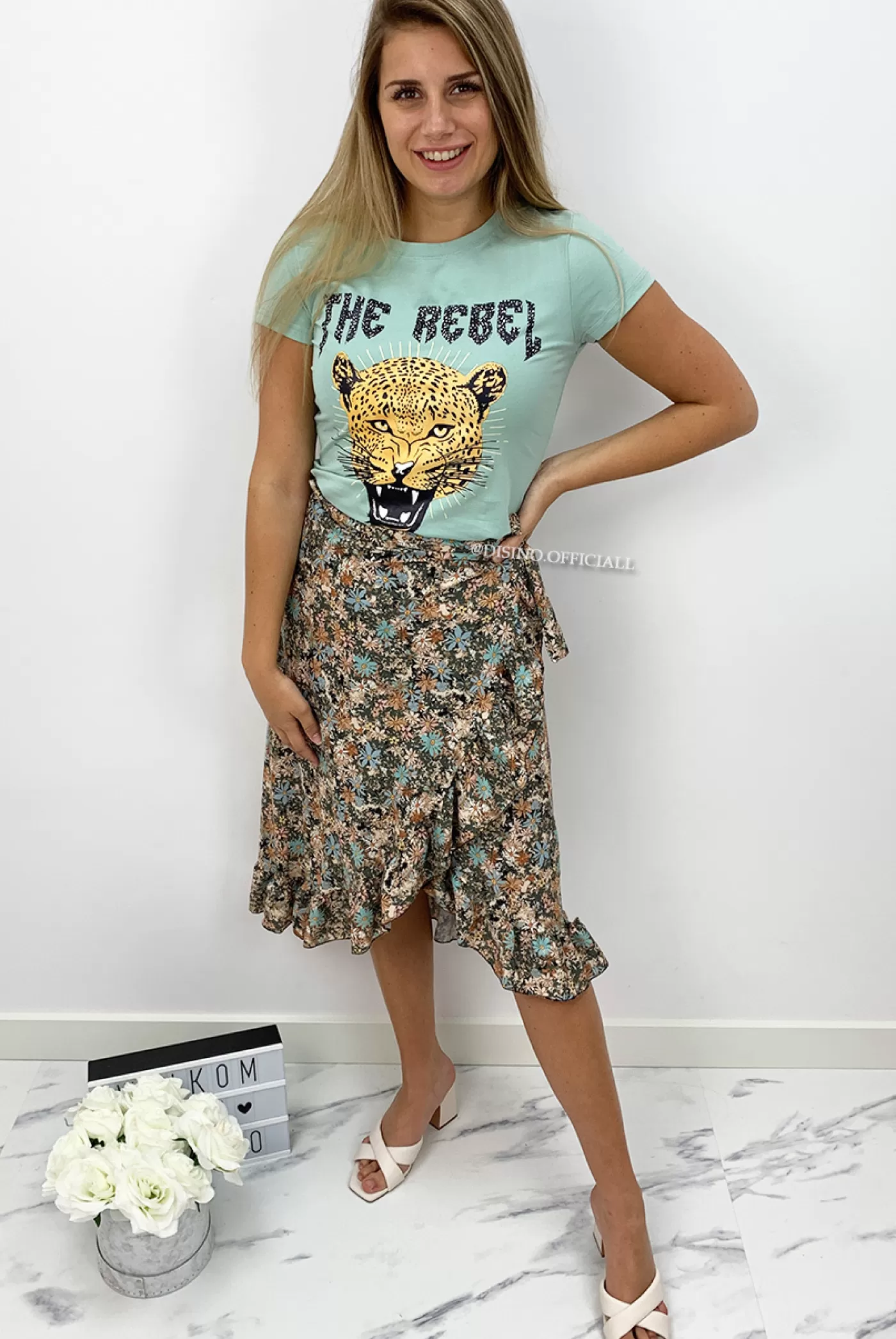 DISINO Mint Green - 'The Rebel' - Inspired Leo Head Tee | Vrouw It-Shirts