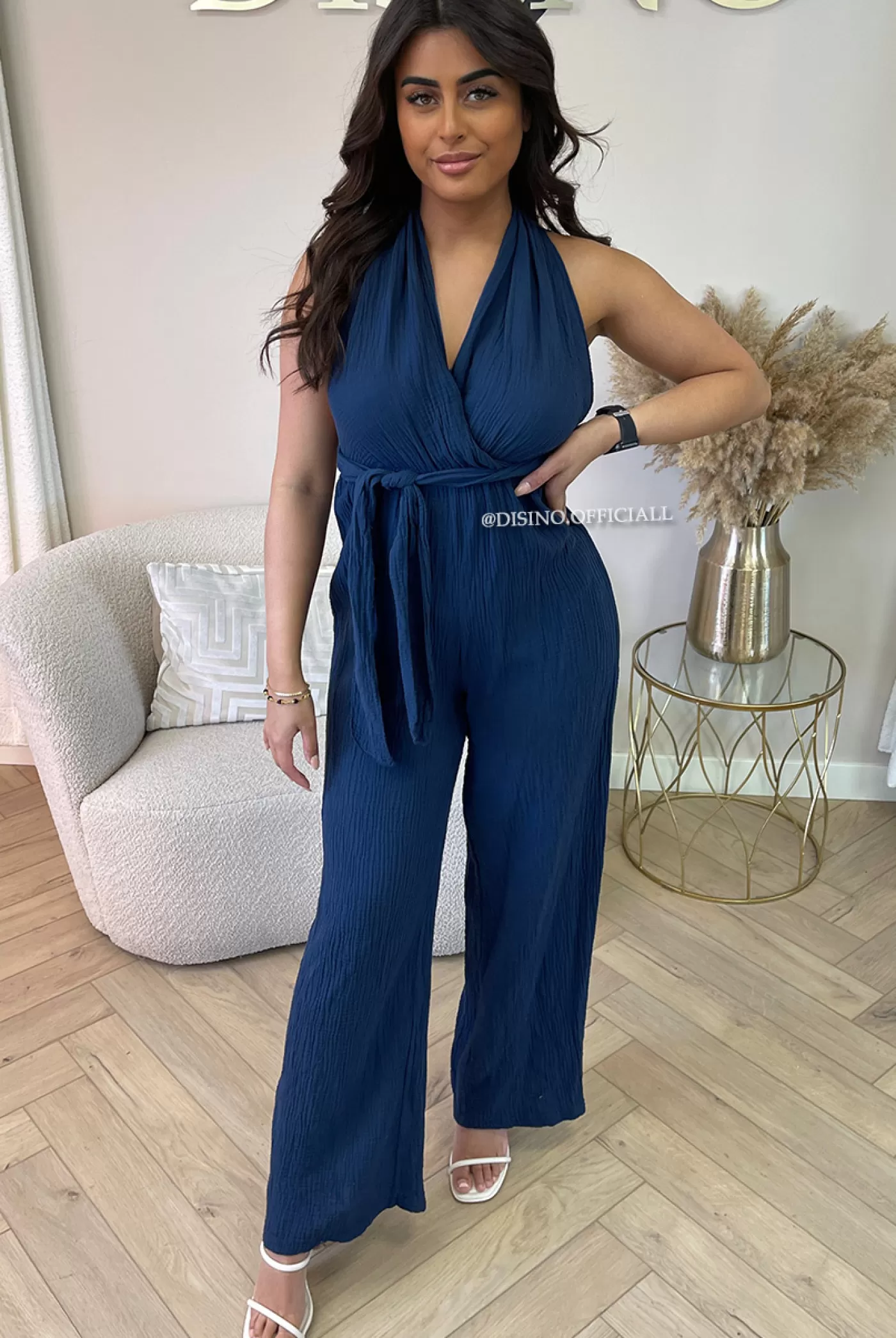 DISINO Navy Blue - 'Daisy Jumpsuit' - Multi Way Mousseline Cotton Jumpsuit | Vrouw Jumpsuits & Playsuits