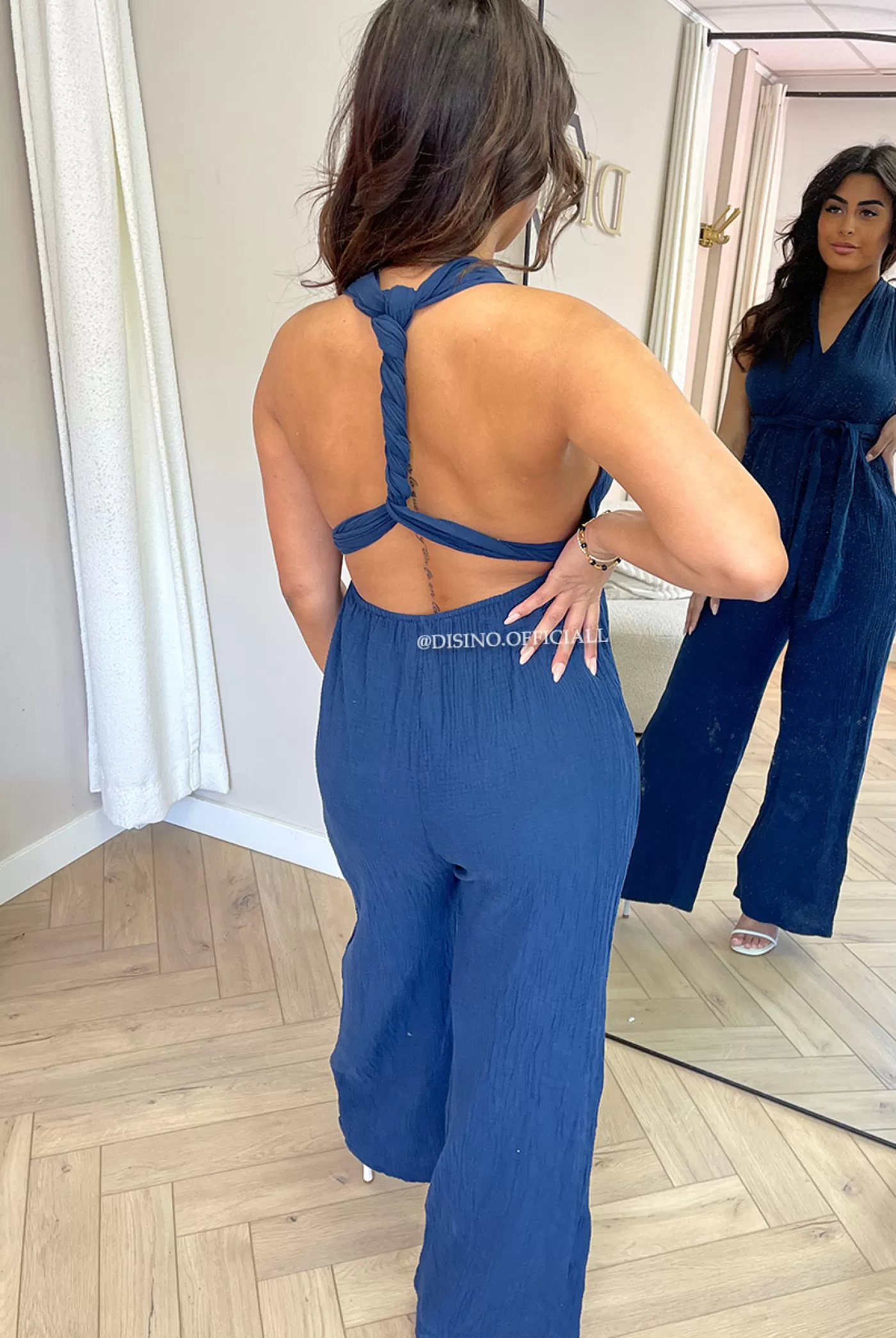 DISINO Navy Blue - 'Daisy Jumpsuit' - Multi Way Mousseline Cotton Jumpsuit | Vrouw Jumpsuits & Playsuits