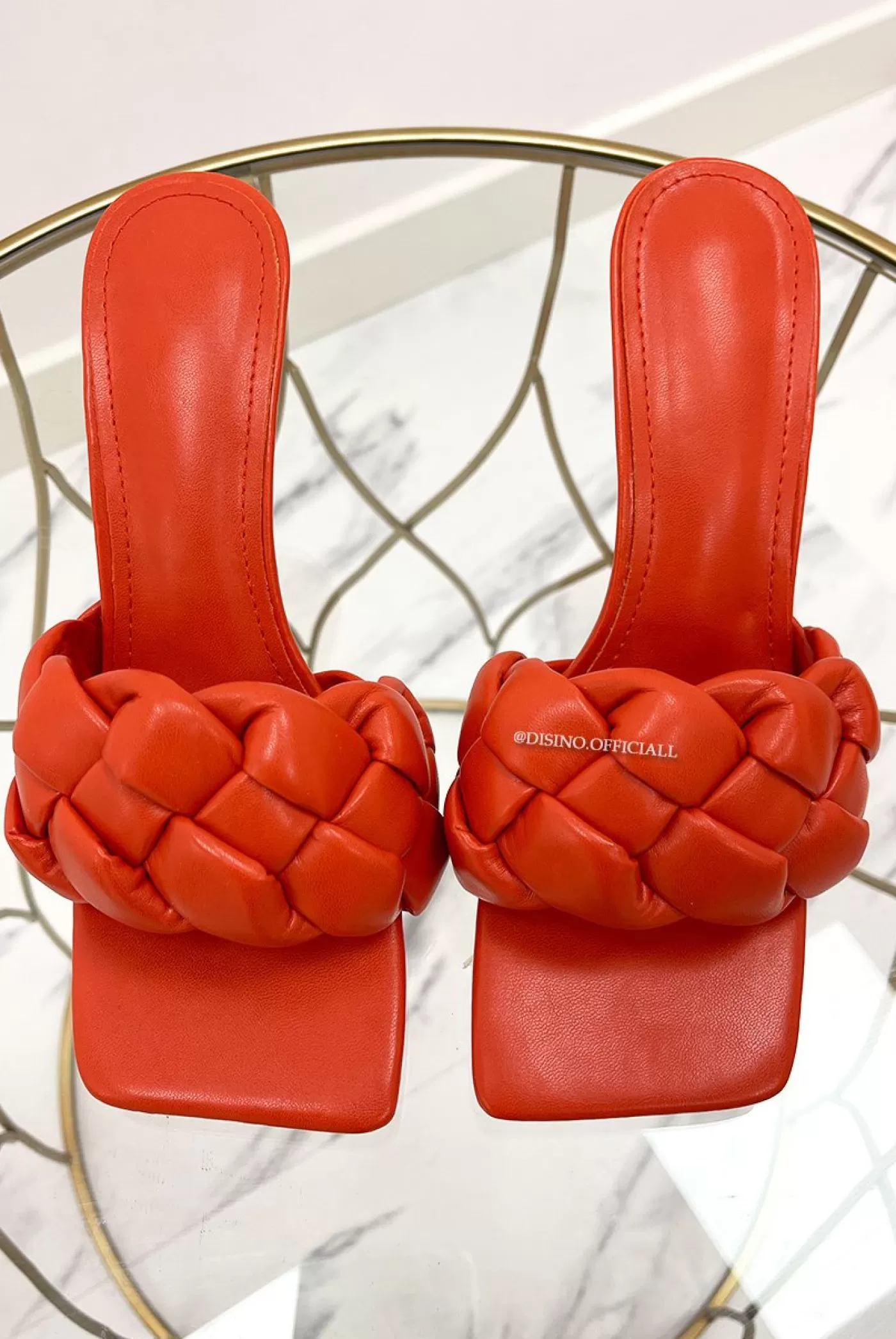 DISINO Orange - 'Mila' - Braided Heels | Vrouw Sliders