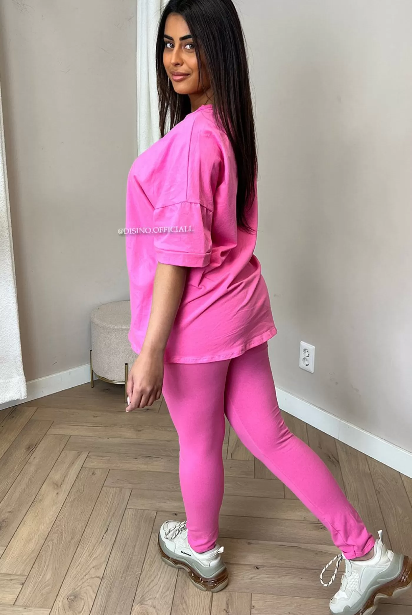 DISINO Pink - 'Levy Set' - Comfy Legging + Oversized Tee Set | Vrouw Two Piece Set & Loungewear