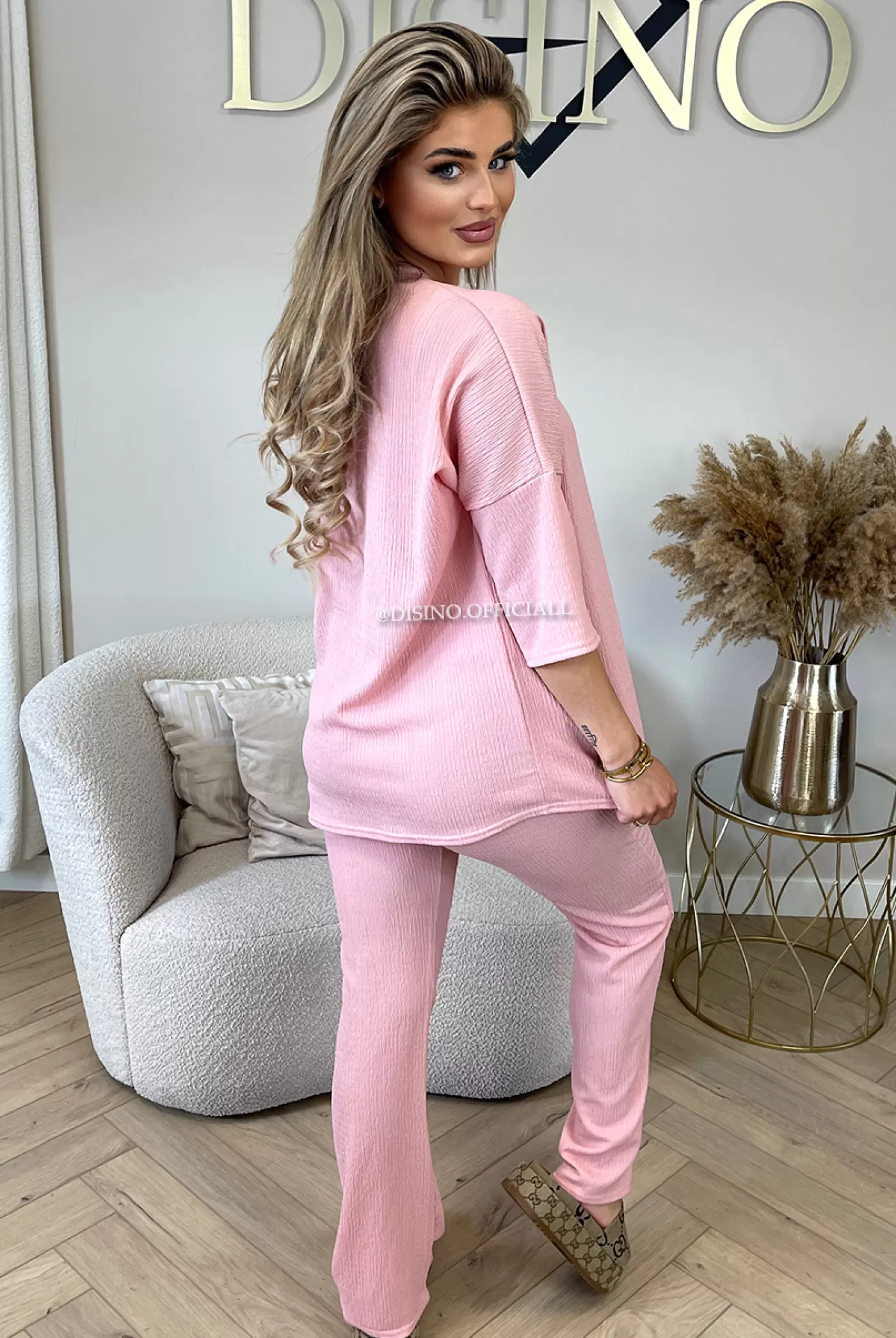 DISINO Pink - 'Miley Set' - Comfy Stretch Oversized Tee + Pants Set | Vrouw Two Piece Set & Loungewear