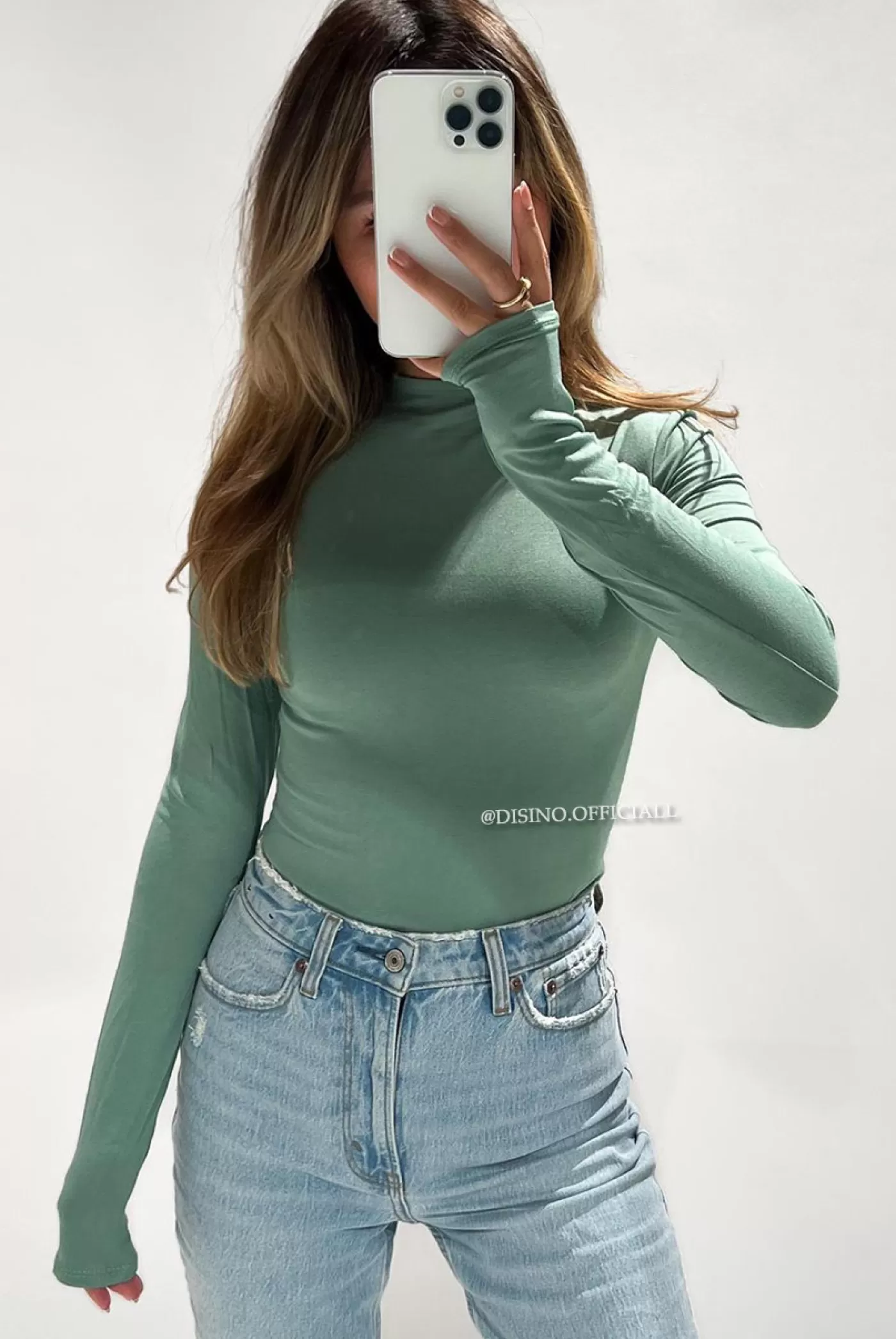 DISINO Pistache - 'Mia Bodysuit' - Perfect Fit High Neck Bodysuit | Vrouw Tops