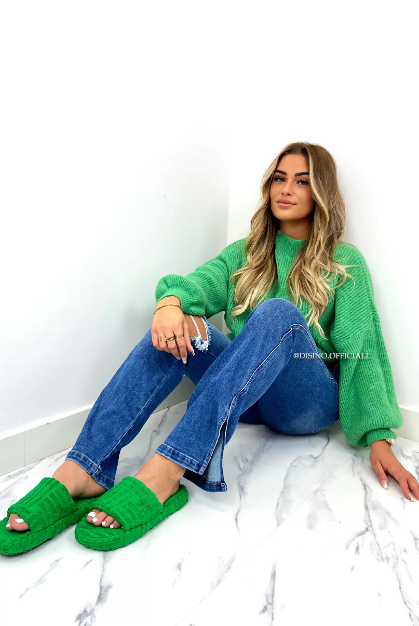 DISINO Queen Heart Jeans - Medium Blue - Stretch Ripped Knee Split Straight Leg Jeans - 868 | Vrouw Jeans