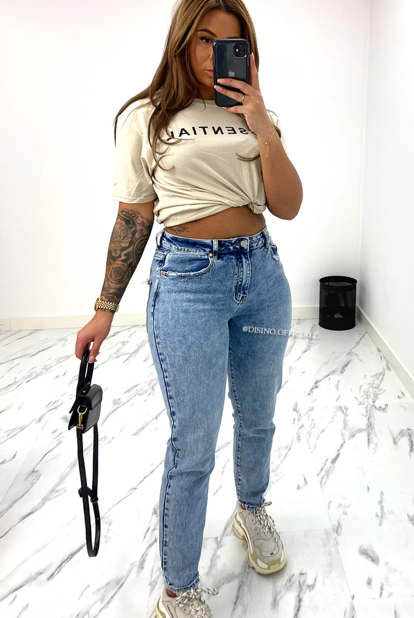 DISINO Queen Heart Jeans - White Wash Blue - High Waist Stretch Mum Jeans - 3257 | Vrouw Jeans
