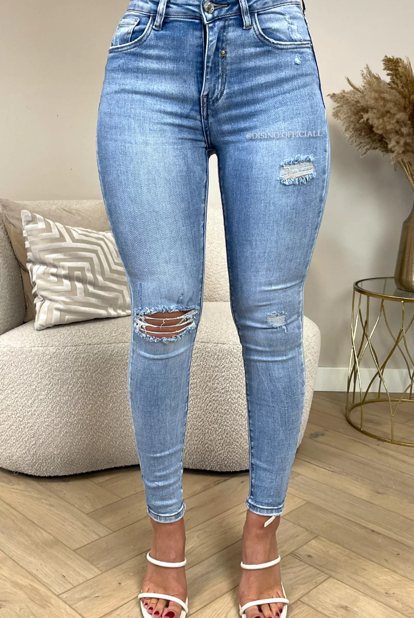 DISINO Queen Hearts Jeans - Light Blue - Extra High Waist Super Stretch Jeans - 1025 | Vrouw Jeans