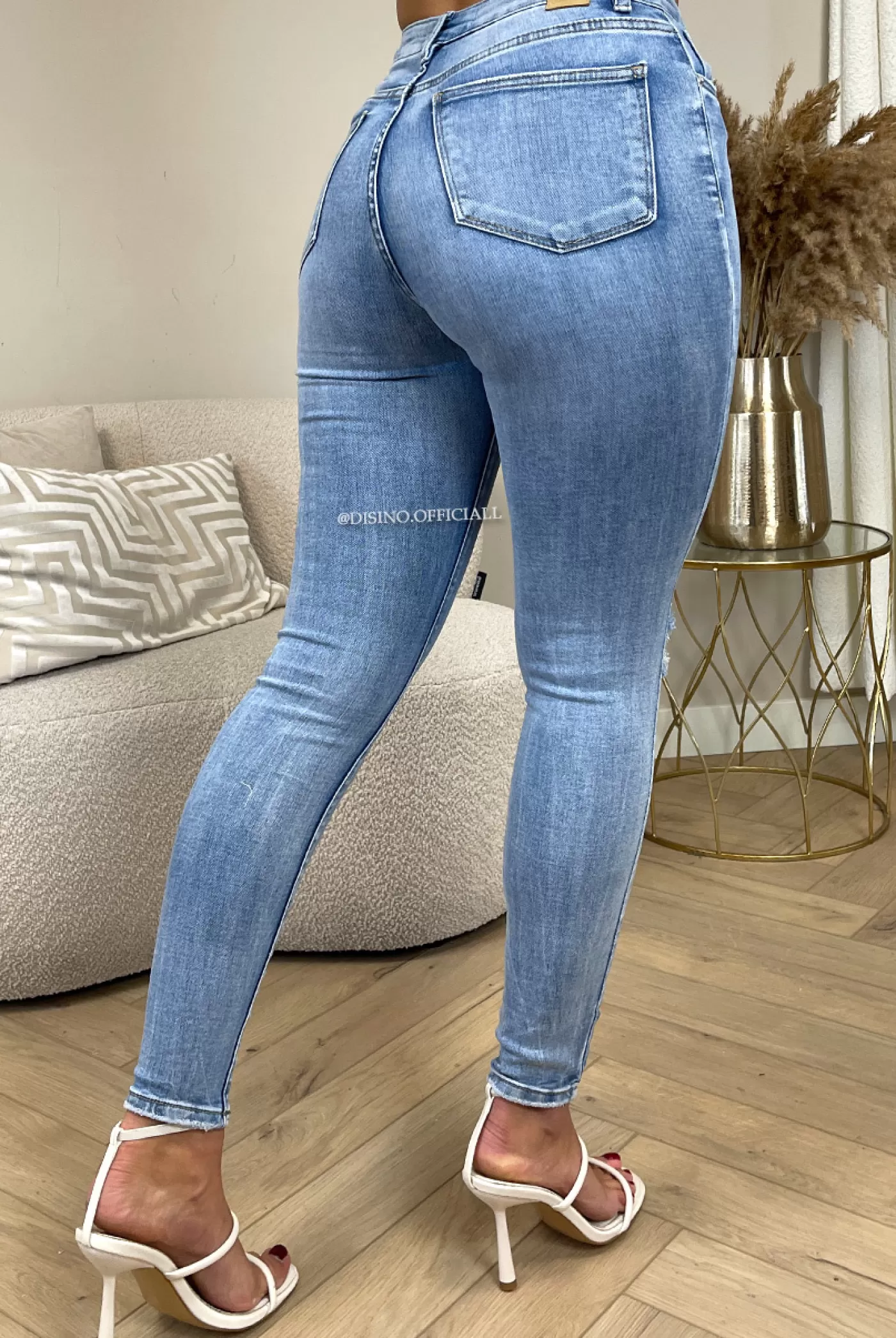 DISINO Queen Hearts Jeans - Light Blue - Extra High Waist Super Stretch Jeans - 1025 | Vrouw Jeans